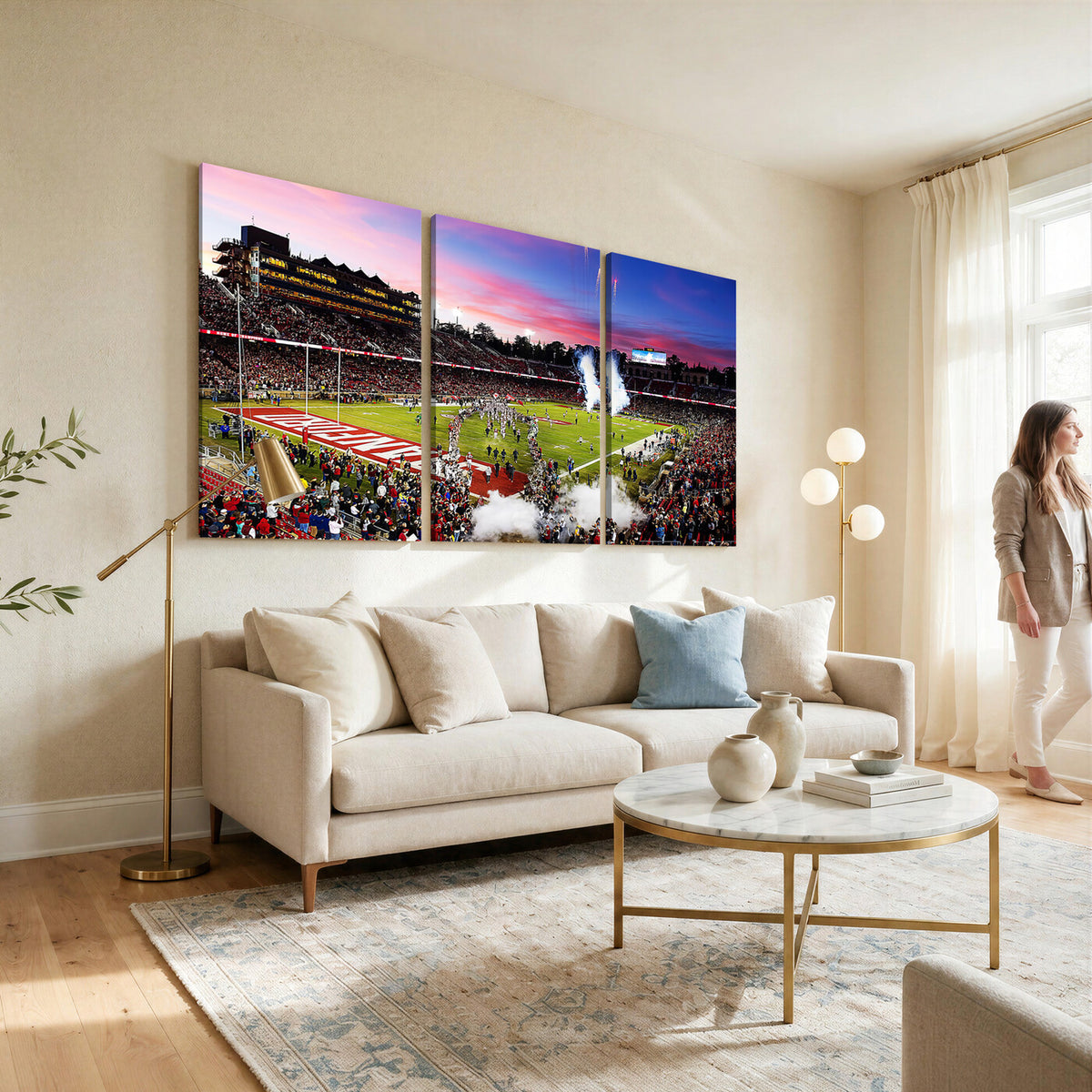 25557-MGV-CV-36X24 - Stanford University Cardinal Football Team Print, Stanford, Framed and Ready to Hang