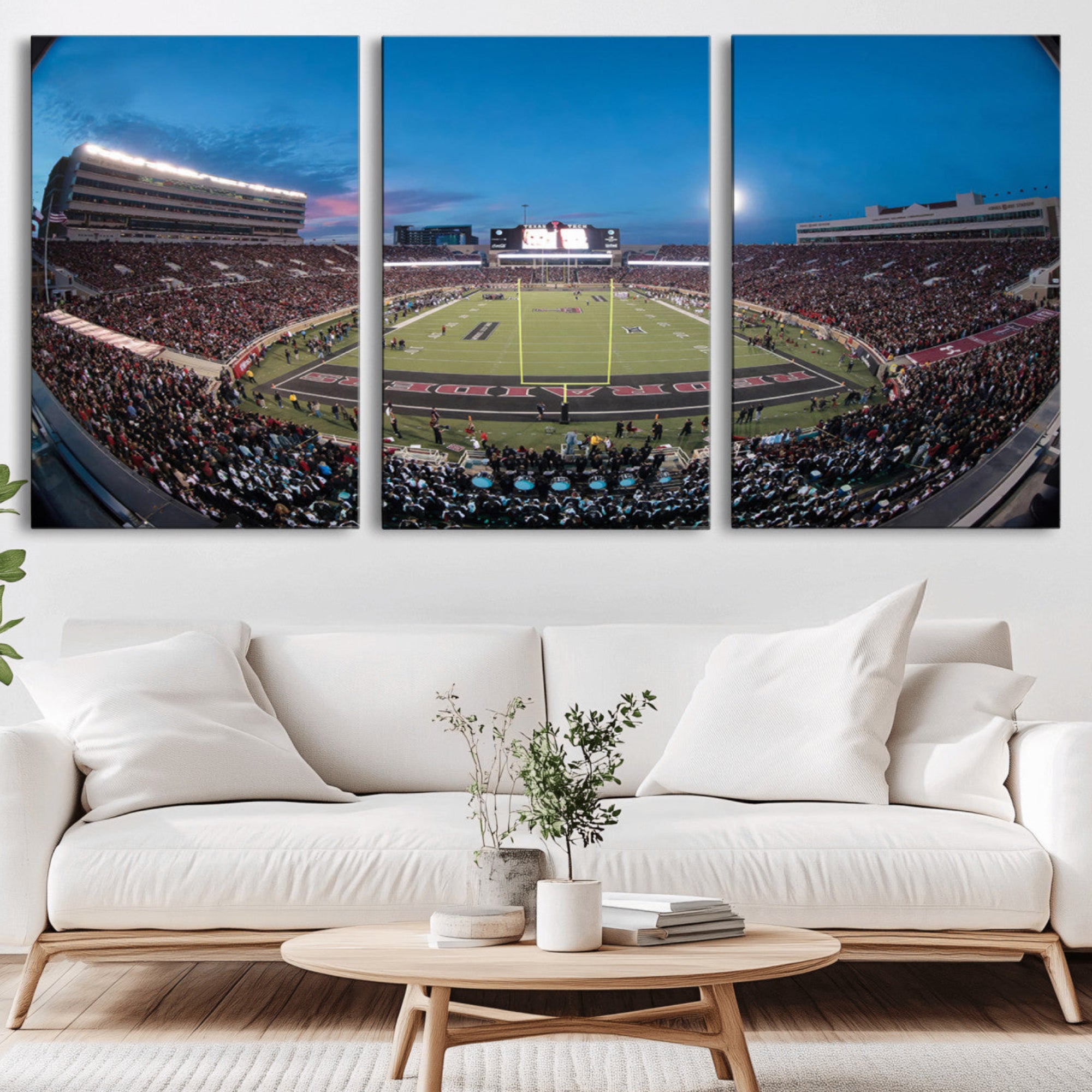 60763-MGV-CV-36X24-Texas Tech Red Raiders Canvas, Framed Football Team Print - Lubbock Jones AT&T Stadium Wall Art