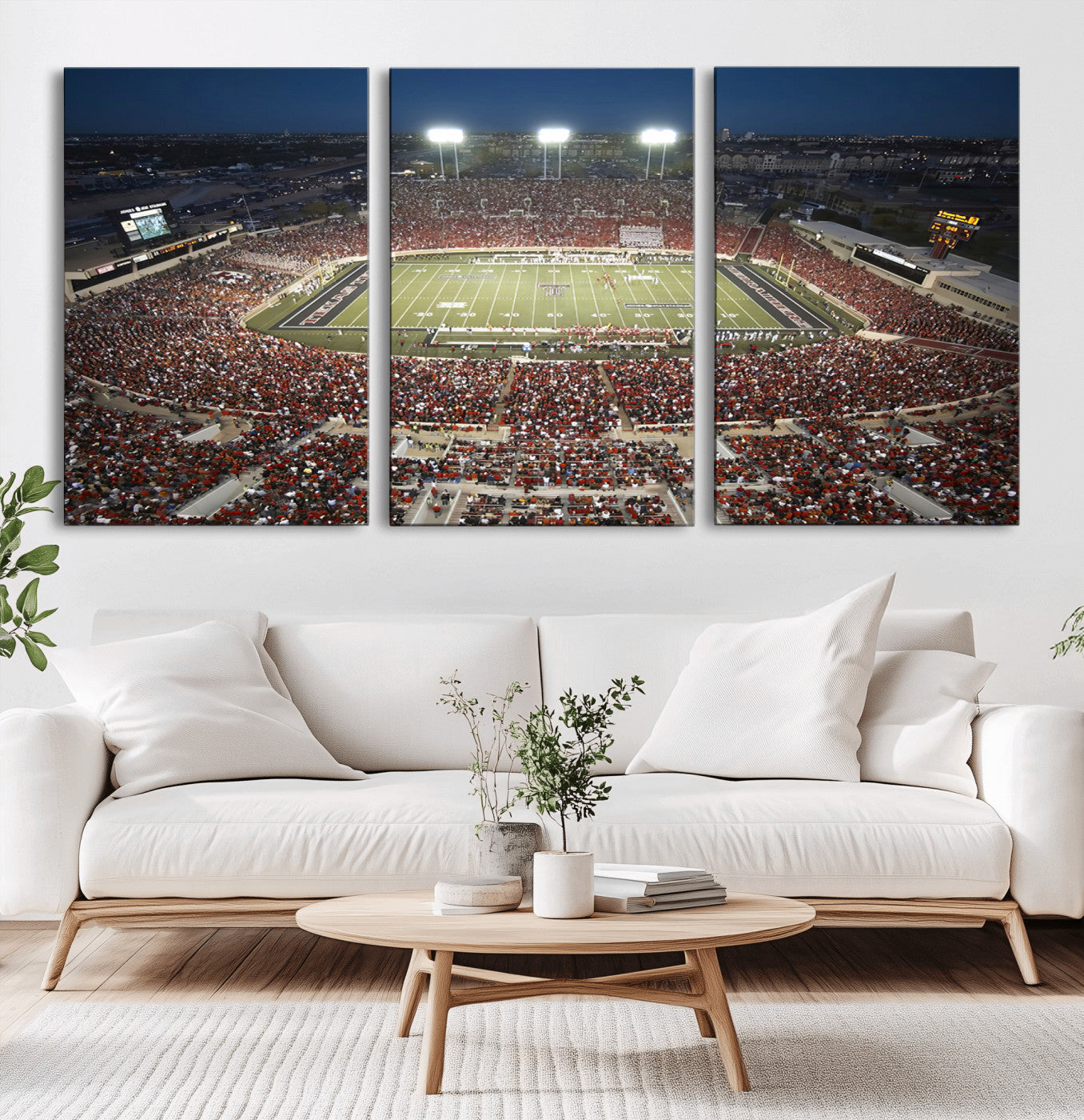 MGV-CV-60X30-3P - Texas Tech Red Raiders Football Team Print - Lubbock Jones AT&T Stadium Wall Art Canvas Print