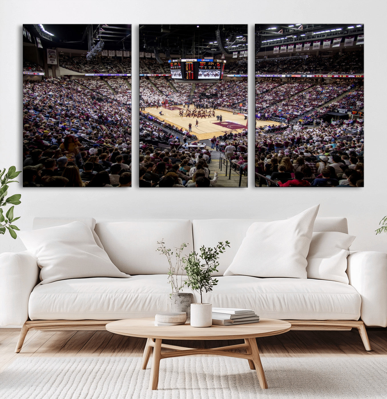 MGV-CV-60X30-3P - University of Nebraska Cornhuskers Basketball Team Print - Lincoln Red Arena Wall Art Canvas Print