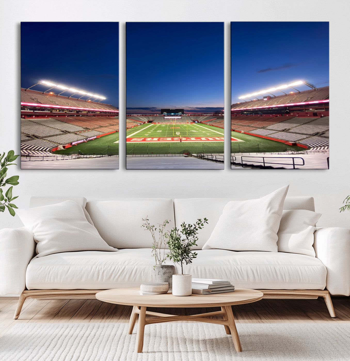 MGV-CV-60X30-3P - Rutgers Scarlet Knights Football Team Print - Piscataway SHI Stadium Wall Art Canvas Print