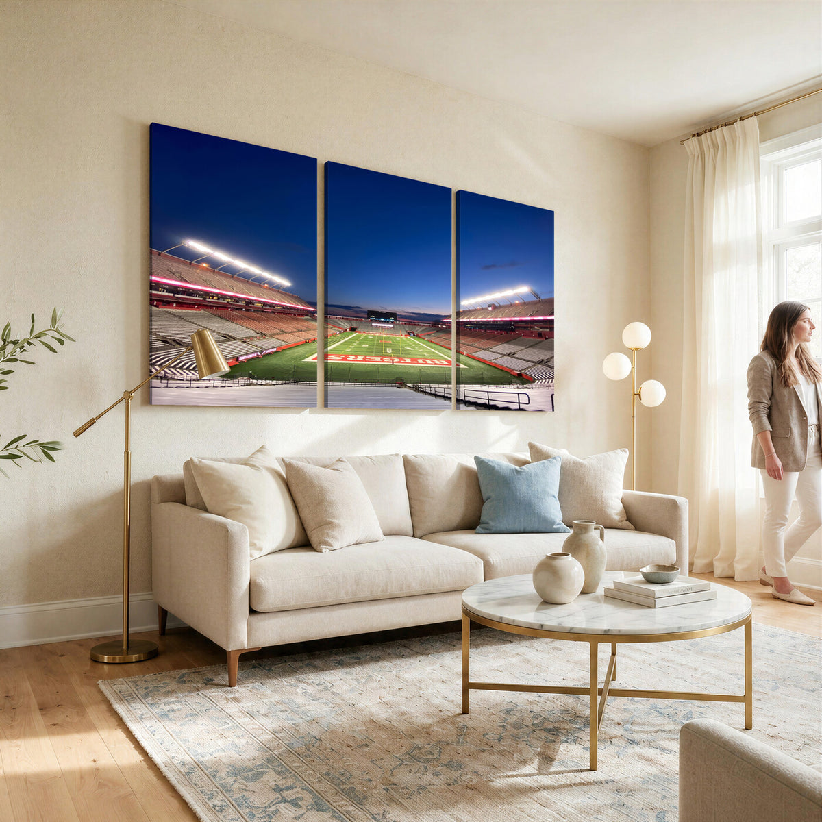 15051-MGV-CV-36X24 - Rutgers Scarlet Knights Football Team Print, Piscataway SHI Stadium