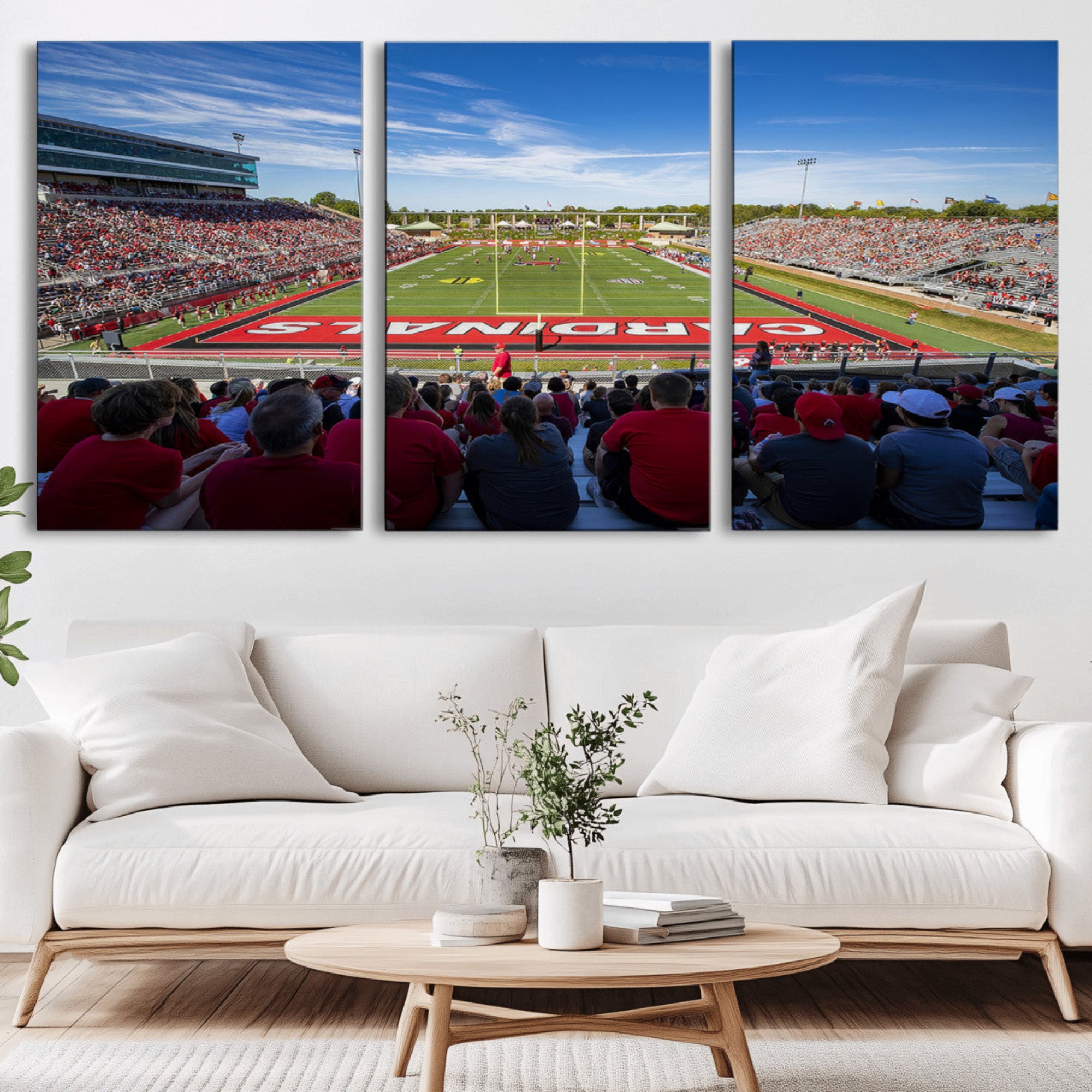 71475-MGV-CV-36X24-Ball State Cardinals Football Team Print - Muncie Scheumann Stadium Wall Art Canvas Print