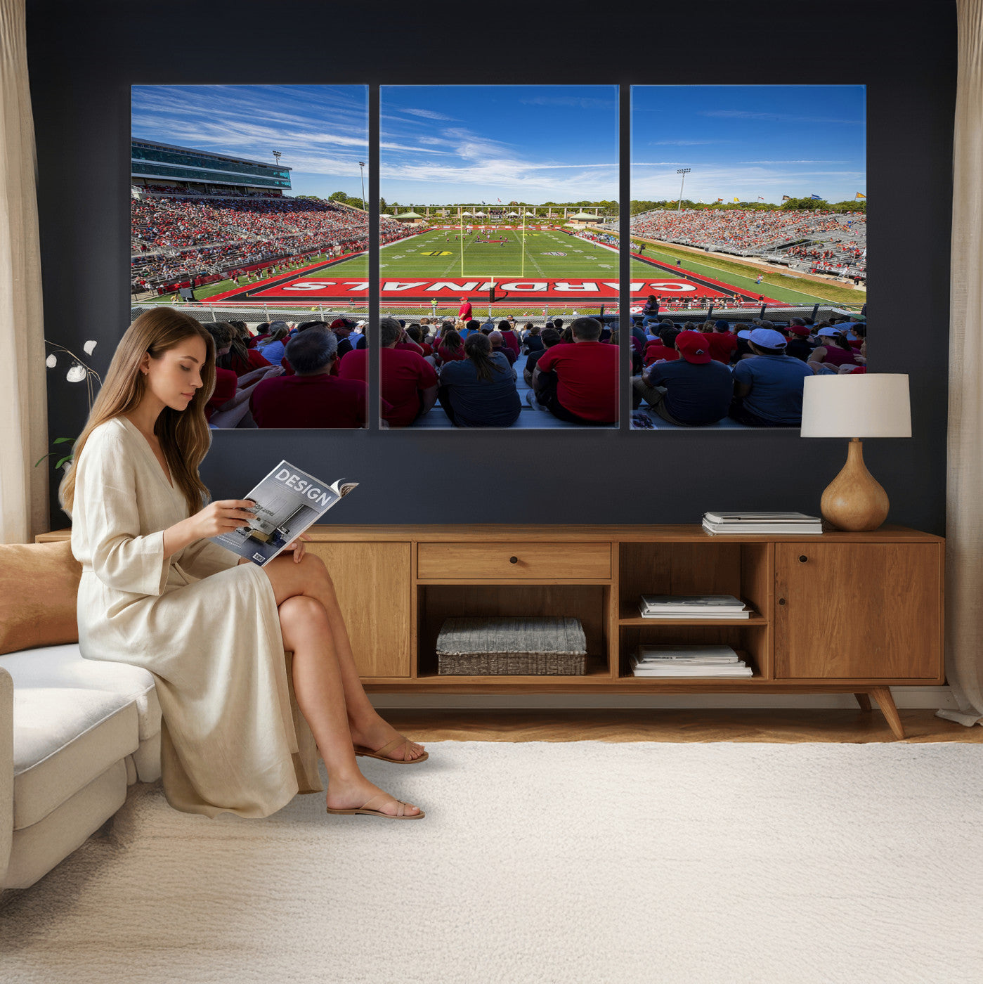 71475-PAN-FL-20X10 - Ball State Cardinals Football Team Print - Muncie Scheumann Stadium Wall Art Canvas Print