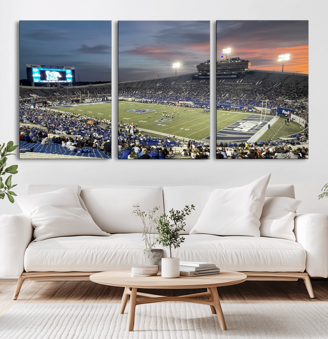 MGV-CV-60X30-3P - Memphis Tigers Football Team Print - Memphis Simmons Bank Liberty Stadium Wall Art Canvas Print