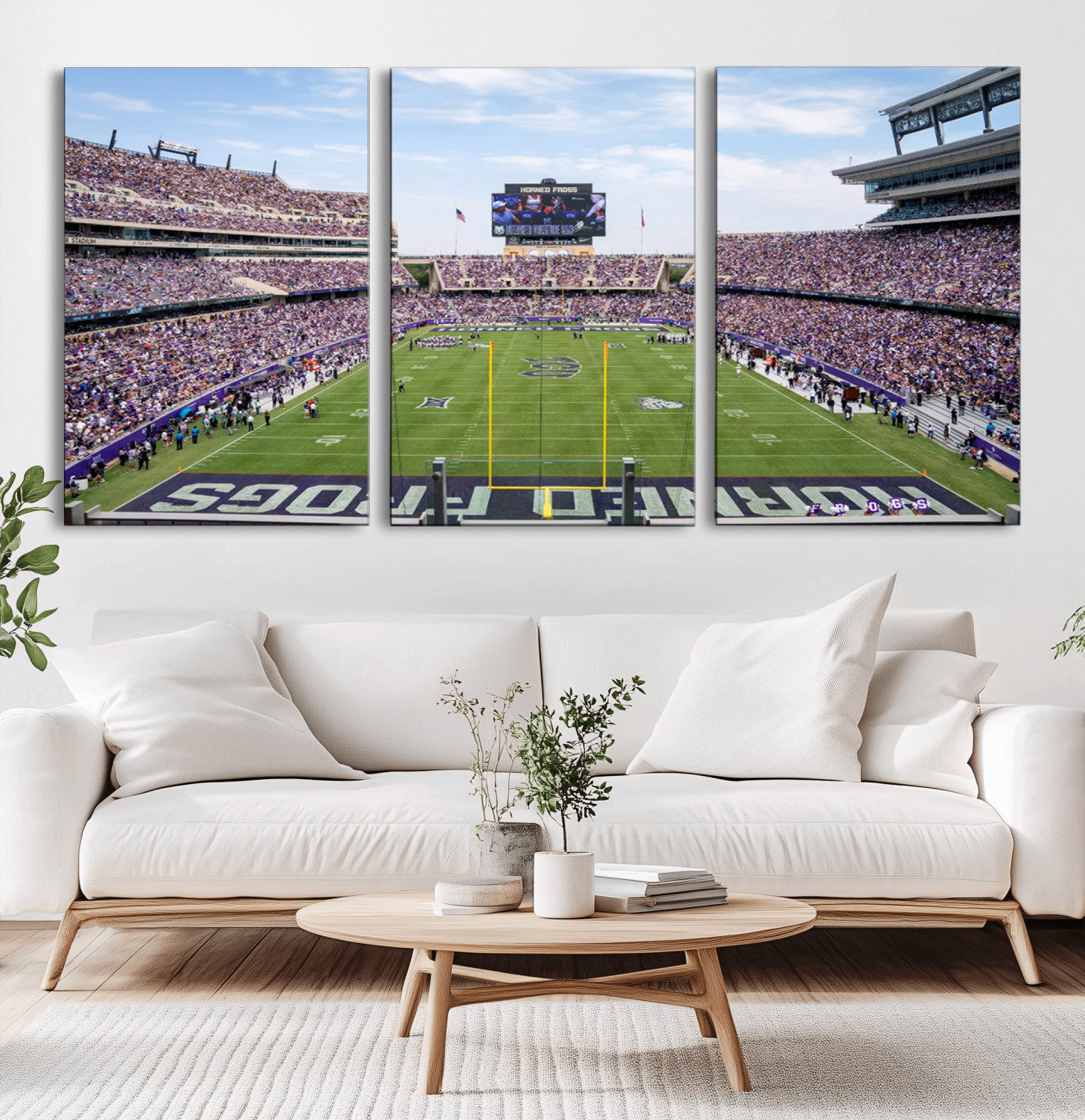 MGV-CV-60X30-3P - TCU Horned Frogs Football Team Print - Fort Worth Amon G. Carter Stadium Wall Art Canvas Print