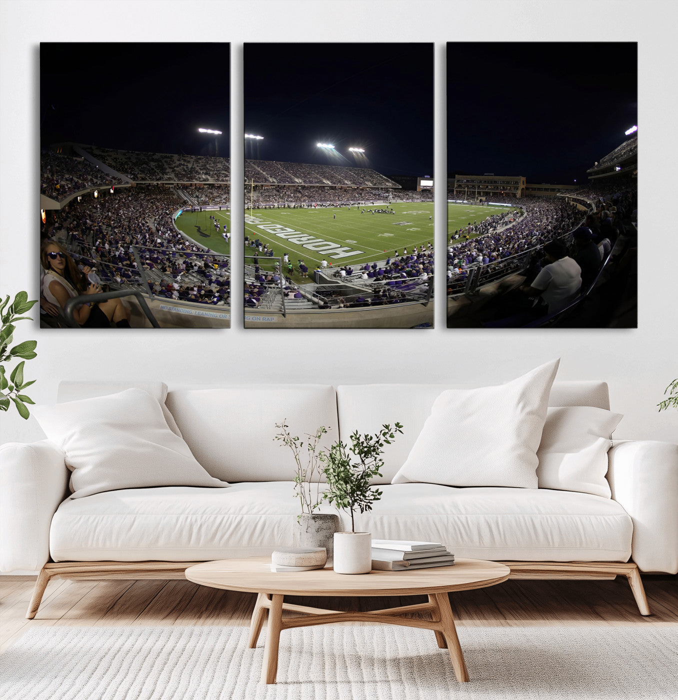 MGV-CV-60X30-3P - TCU Horned Frogs Football Team Print - Fort Worth Amon G. Carter Stadium Wall Art Canvas Print.