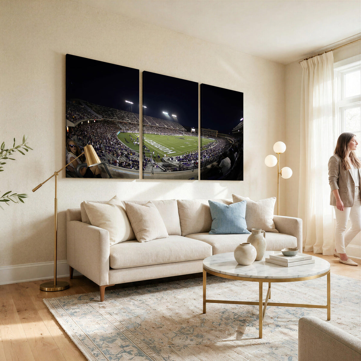 59222-MGV-CV-36X24 - TCU Horned Frogs Football Team Print, Fort Worth Amon G. Carter Stadium