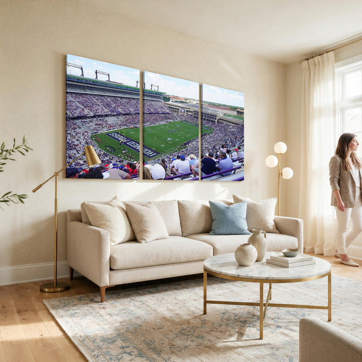 95139-MGV-CV-36X24 - The Texas Christian University TCU Horned Frogs Football Team Print, Fort Worth