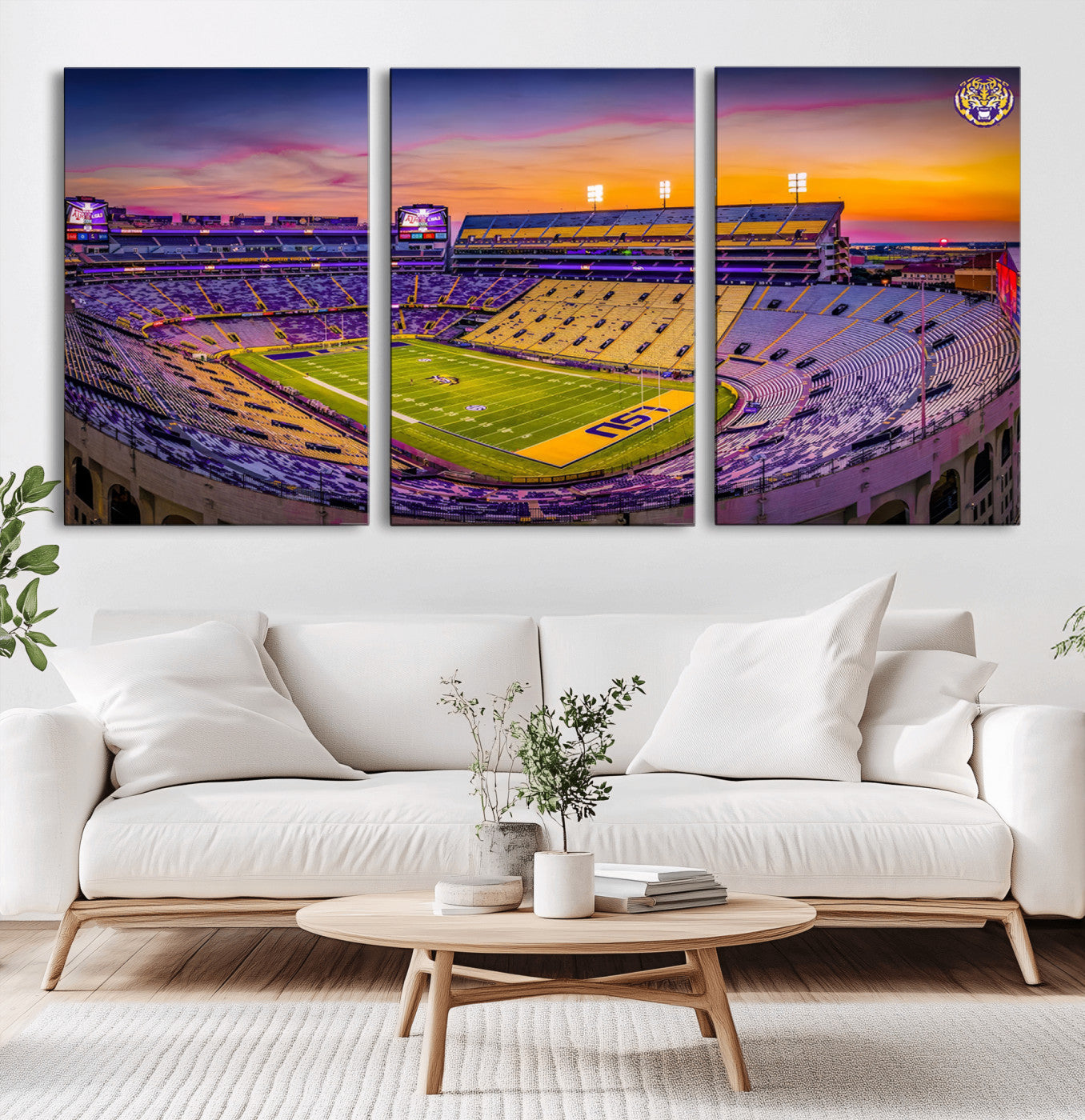 MGV-CV-60X30-3P - The Louisiana State University Tigers Football Team Print - Baton Rouge Tiger Stadium Wall Art