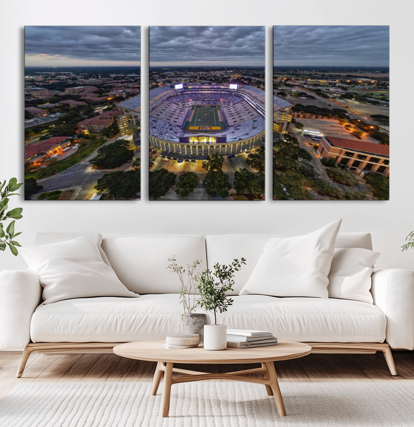MGV-CV-60X30-3P - The Louisiana State University Tigers Football Team Print - Baton Rouge Tiger Stadium Wall Art