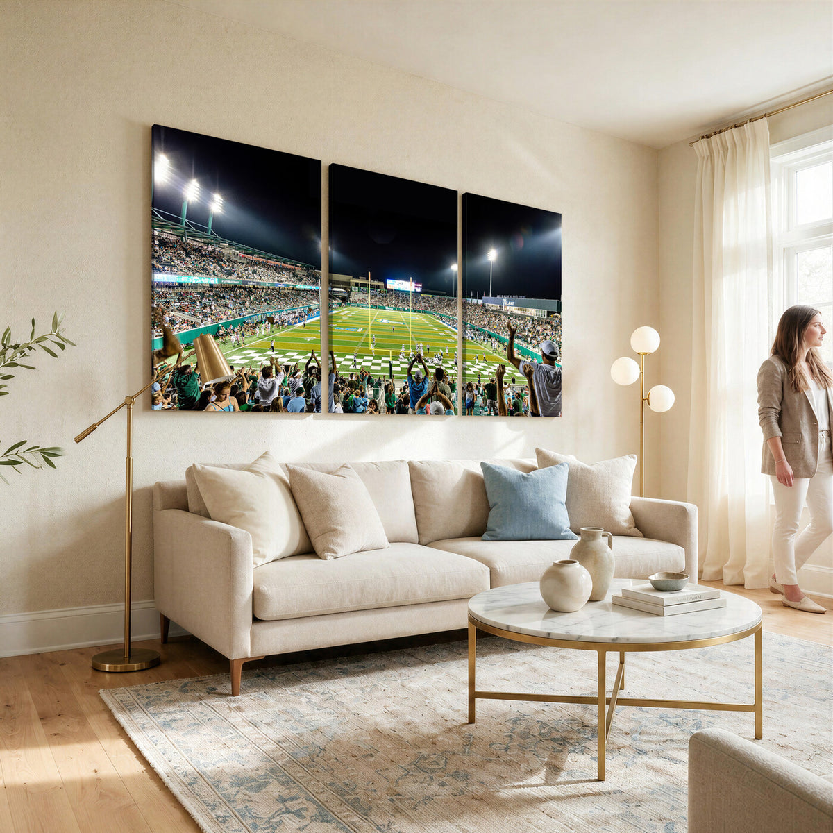 56448-MGV-CV-36X24 - The Tulane University Green Wave Football Team Print, New Orleans Yulman Stadium