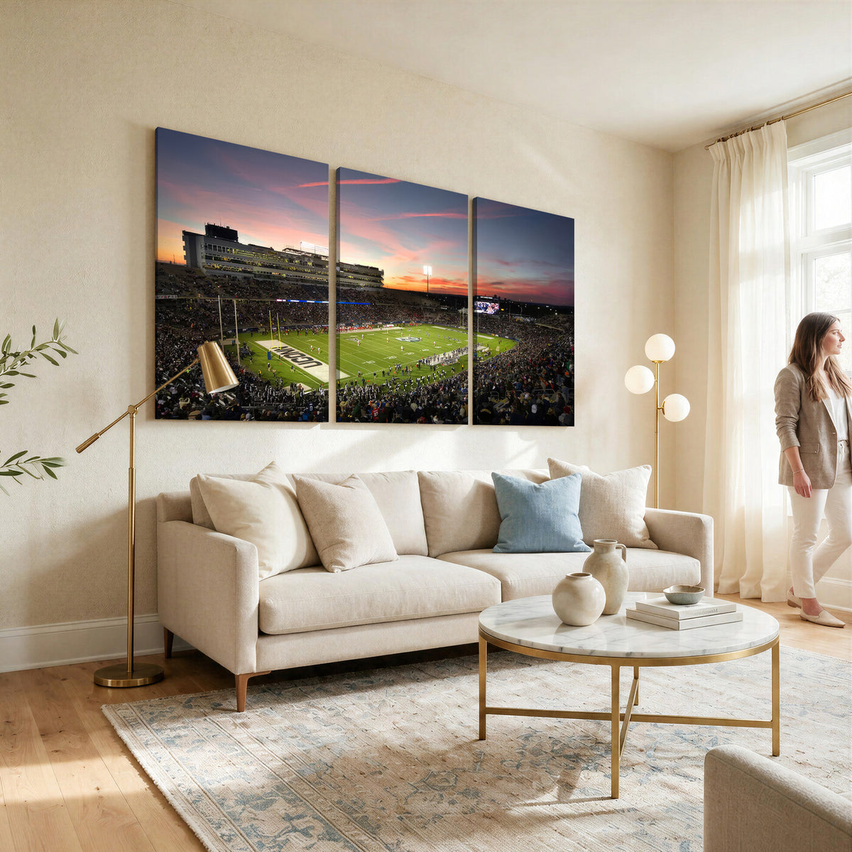 64416-MGV-CV-36X24 - The University of Connecticut UCONN Huskies Football Team Print, Framed and Ready to Hang
