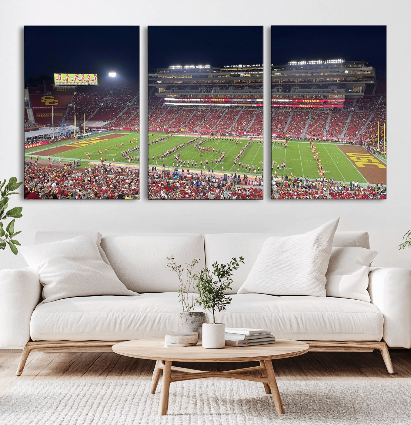 MGV-CV-60X30-3P - The University of Southern California USC Trojans Football Team Print - Los Angeles Memorial