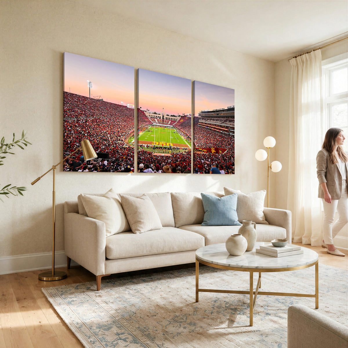 39904-MGV-CV-36X24 - The University of Southern California USC Trojans Football Team Print, Home Bar Wall Decor