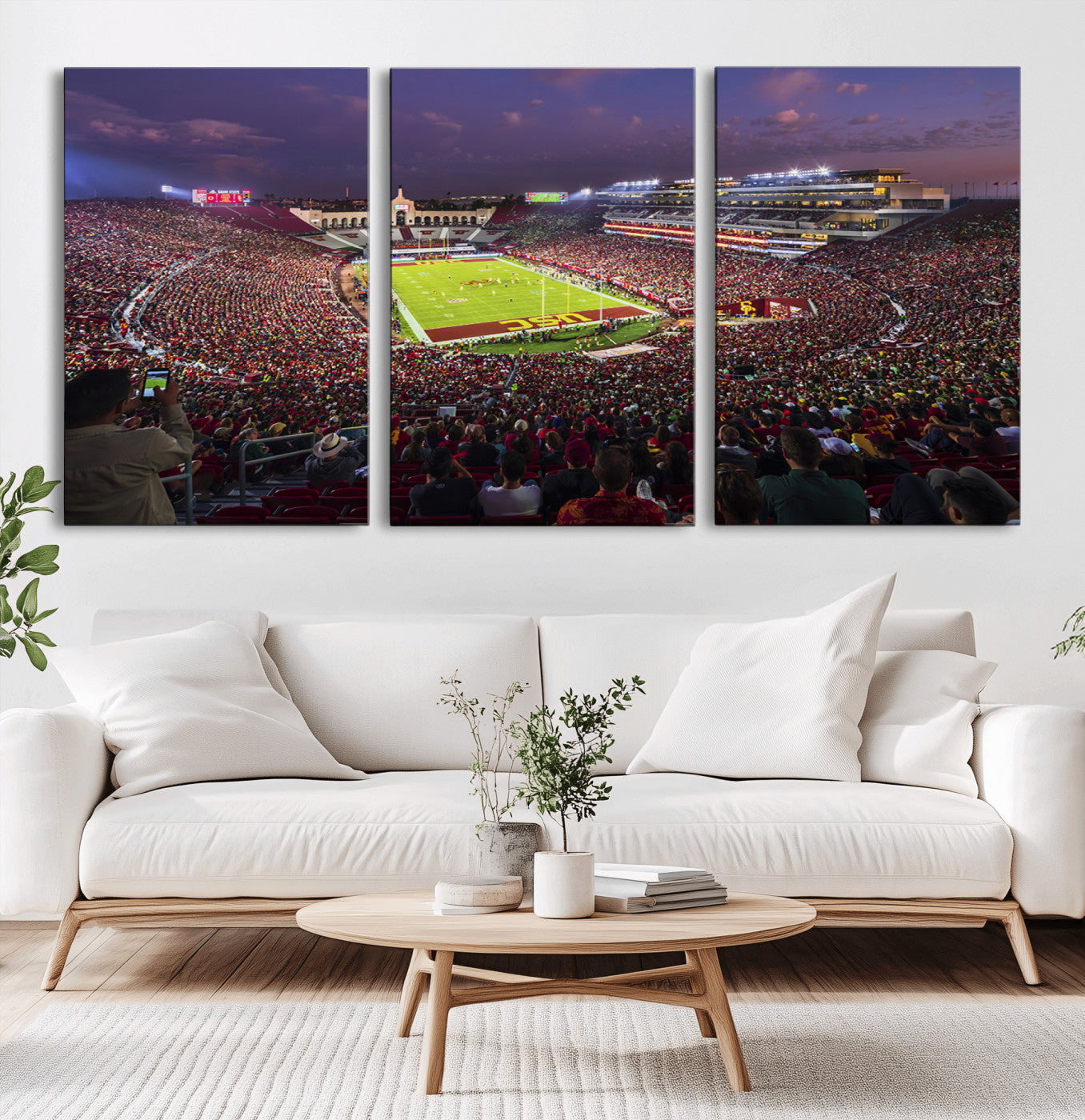MGV-CV-60X30-3P - The University of Southern California USC Trojans Football Team Print - Los Angeles Memorial
