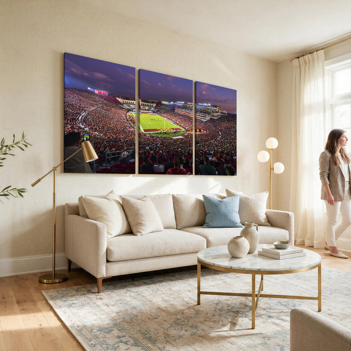 73373-MGV-CV-36X24 - The University of Southern California USC Trojans Football Team Print, Extra Large Game Room Wall Decor