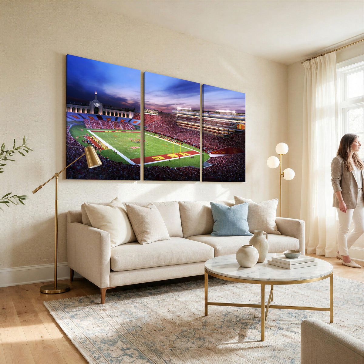 71879-MGV-CV-36X24 - The University of Southern California USC Trojans Football Team Print, Framed and Ready to Hang