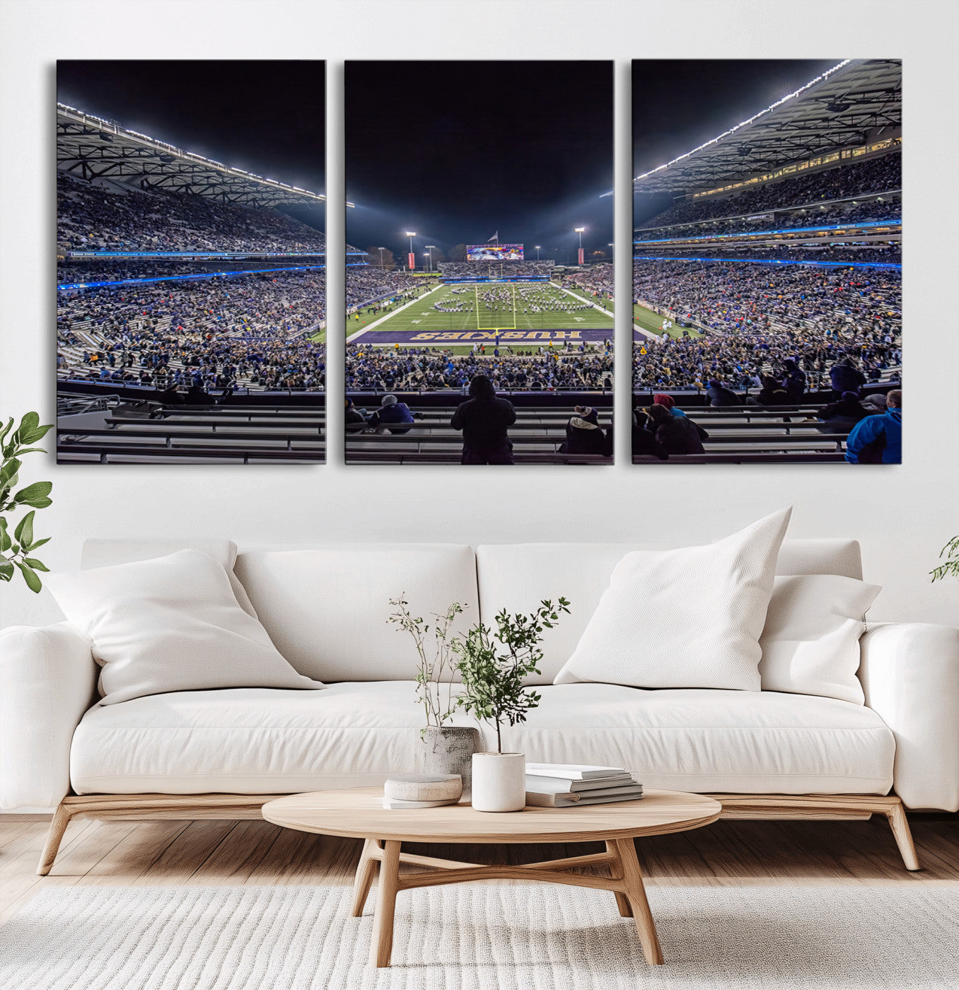 MGV-CV-60X30-3P - The University of Washington Huskies Football Team Print - Seattle Husky Stadium Wall Art Canvas