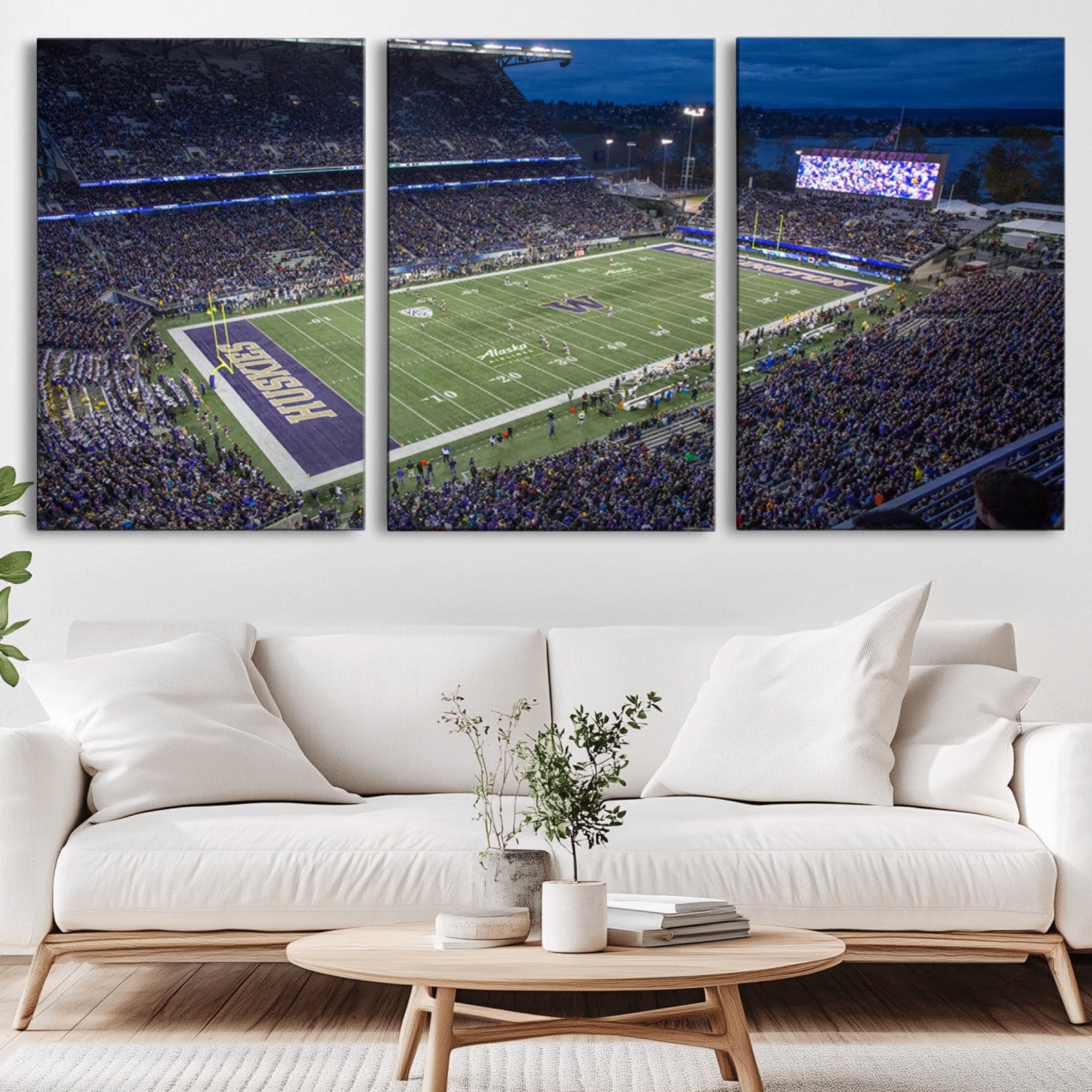 84780-MGV-CV-36X24-The University of Washington Huskies Football Team Print - Seattle Husky Stadium Wall Art Canvas