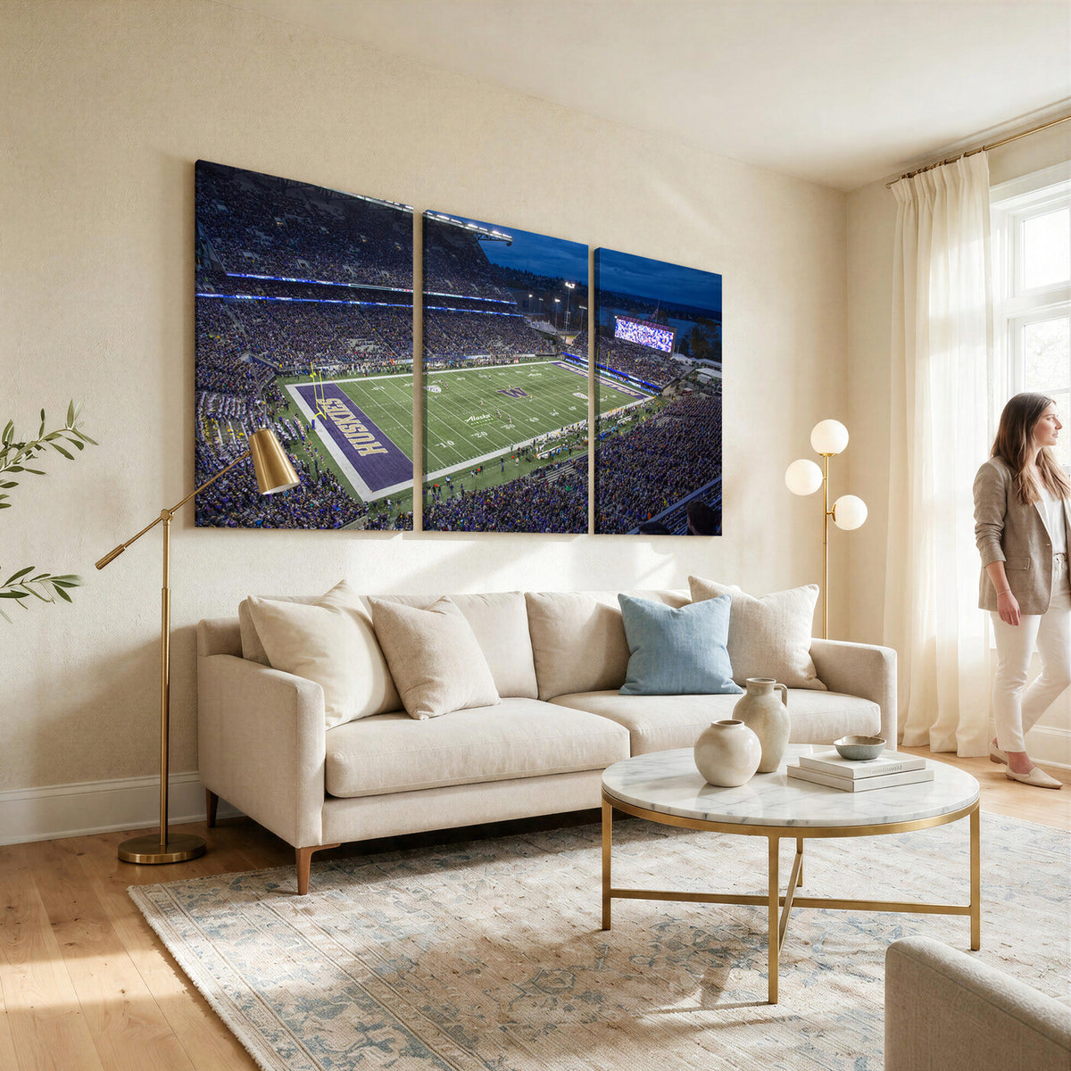 84780-MGV-CV-36X24 - The University of Washington Huskies Football Team Print, Framed and Ready to Hang