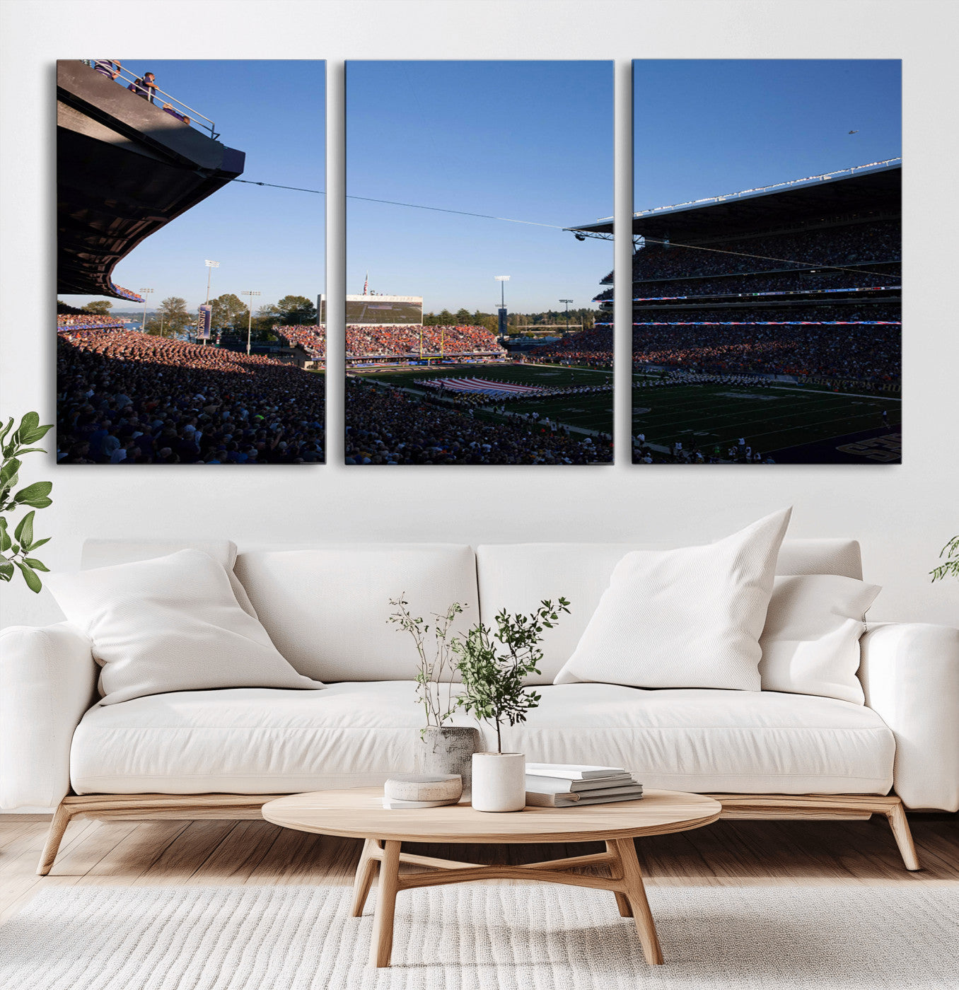 MGV-CV-60X30-3P - The University of Washington Huskies Football Team Print - Seattle Husky Stadium Wall Art Canvas