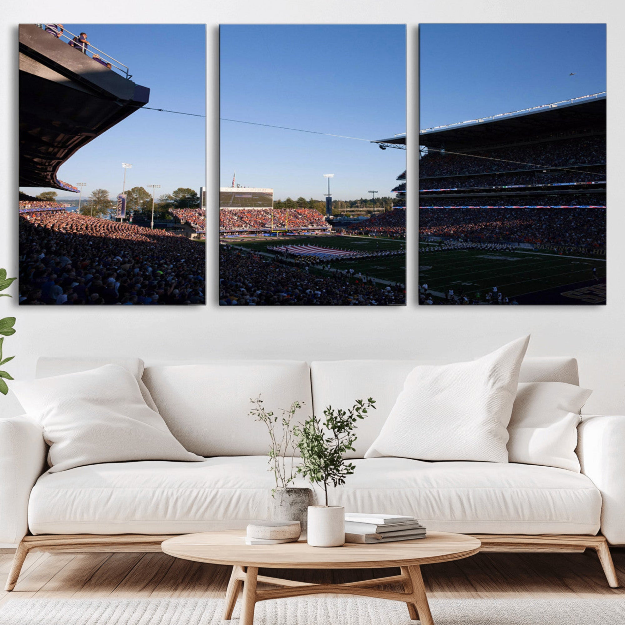55028-MGV-CV-36X24-The University of Washington Huskies Football Team Print - Seattle Husky Stadium Wall Art Canvas