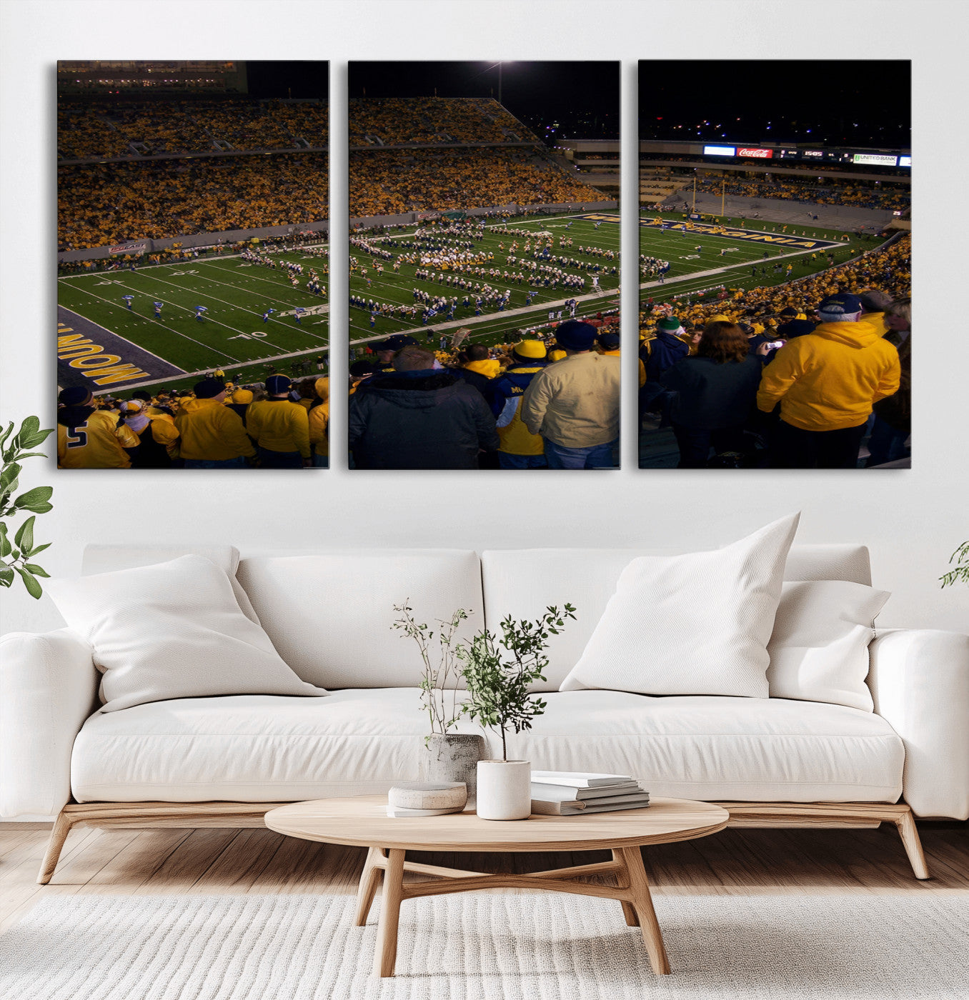 MGV-CV-60X30-3P - West Virginia Uni Mountaineers Football Team Print - Milan Puskar Stadium Canvas Print Wall Art,