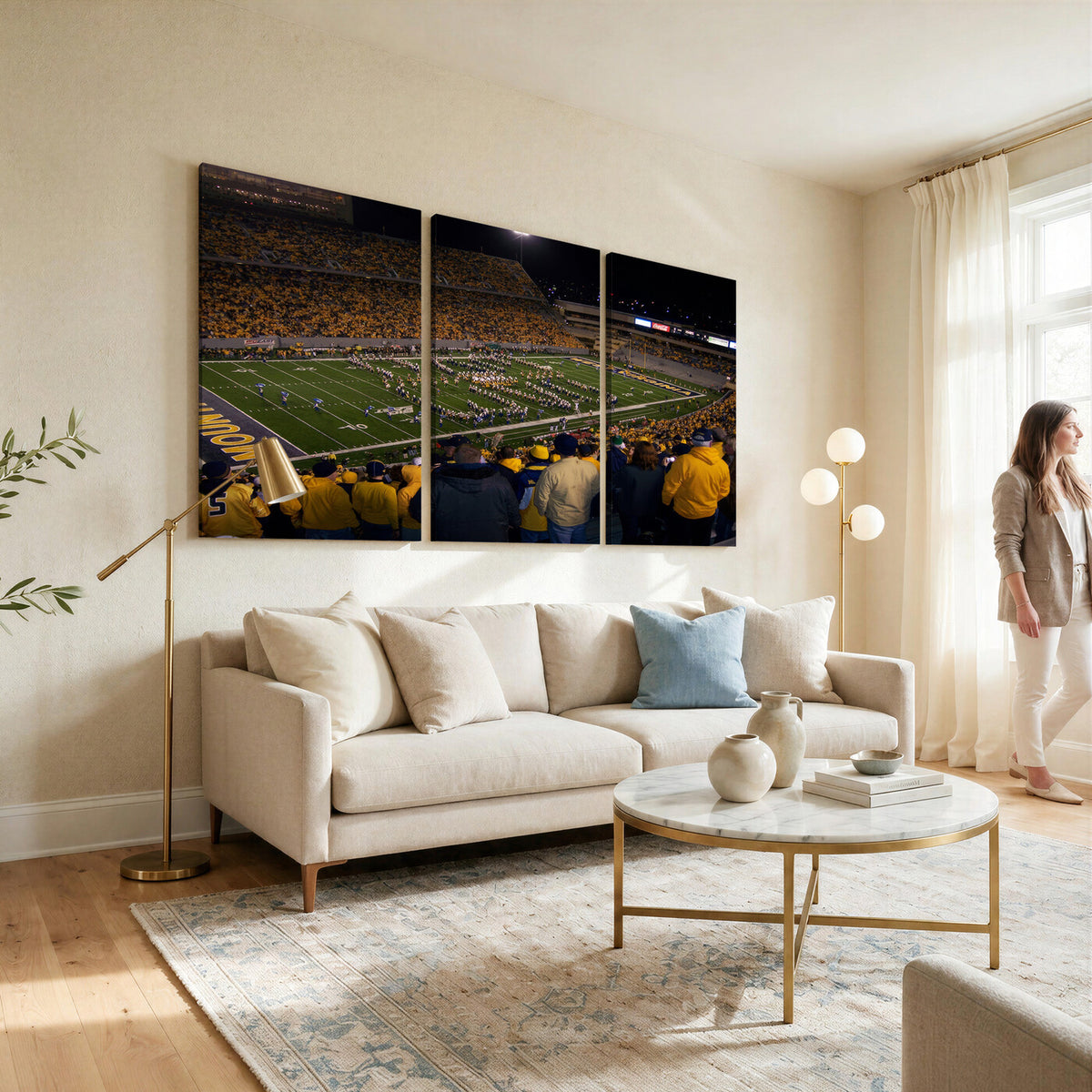 58154-MGV-CV-36X24 - West Virginia University Mountaineers Football Team Print, Milan Puskar Stadium, Morgantown