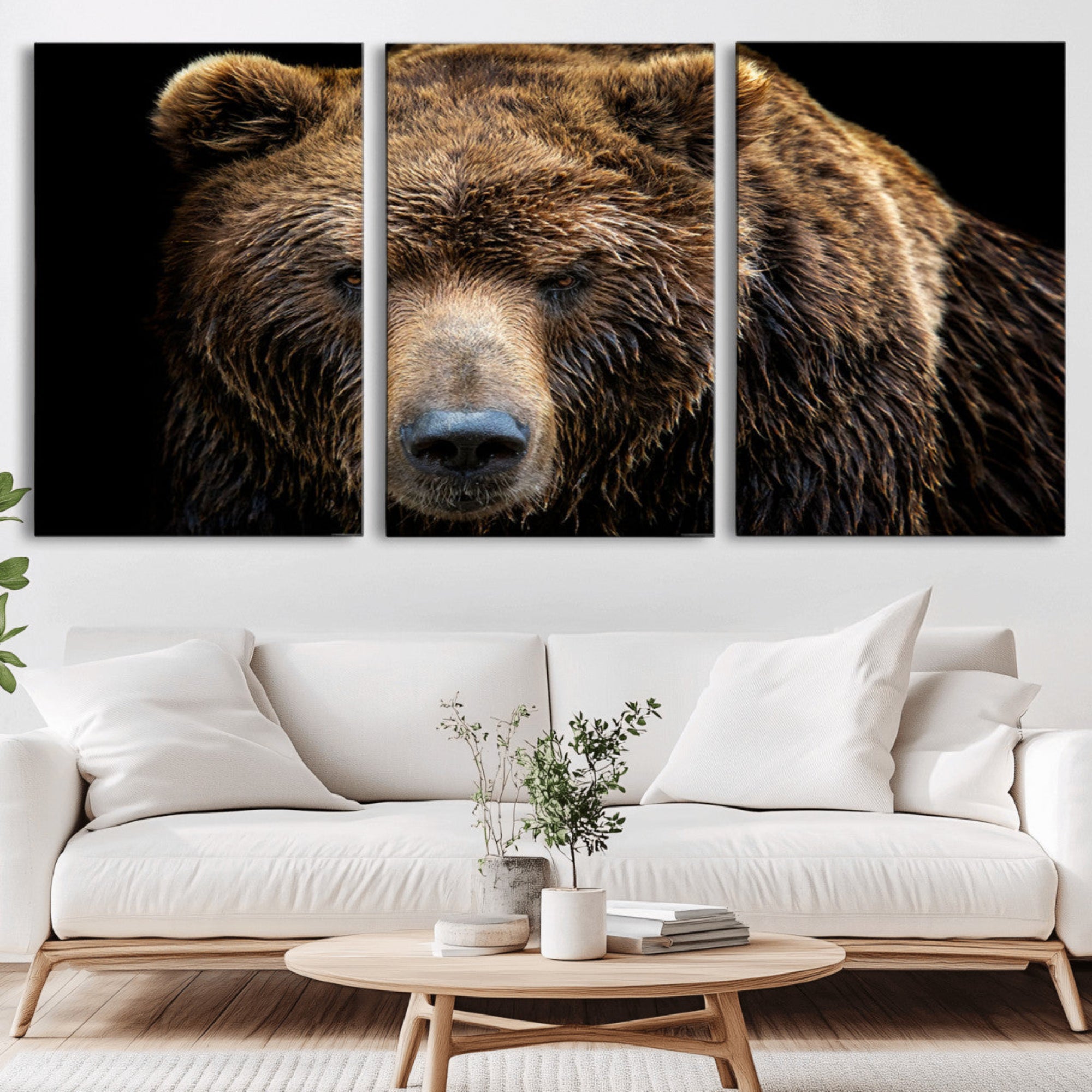 17311-MGV-CV-36X24-Grizzly Brown Bear Canvas Wall Art, Wildlife Animal Canvas Artwork Bear Print, Bear Wall Art Print,