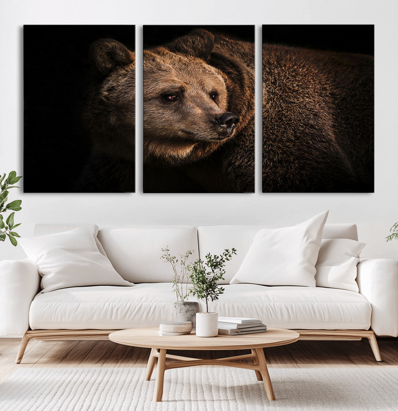 -Wild Grizzly 399 Bear Canvas Wall Art Print, Bear Animal Canvas Artwork Print, Black Bear Wall Art