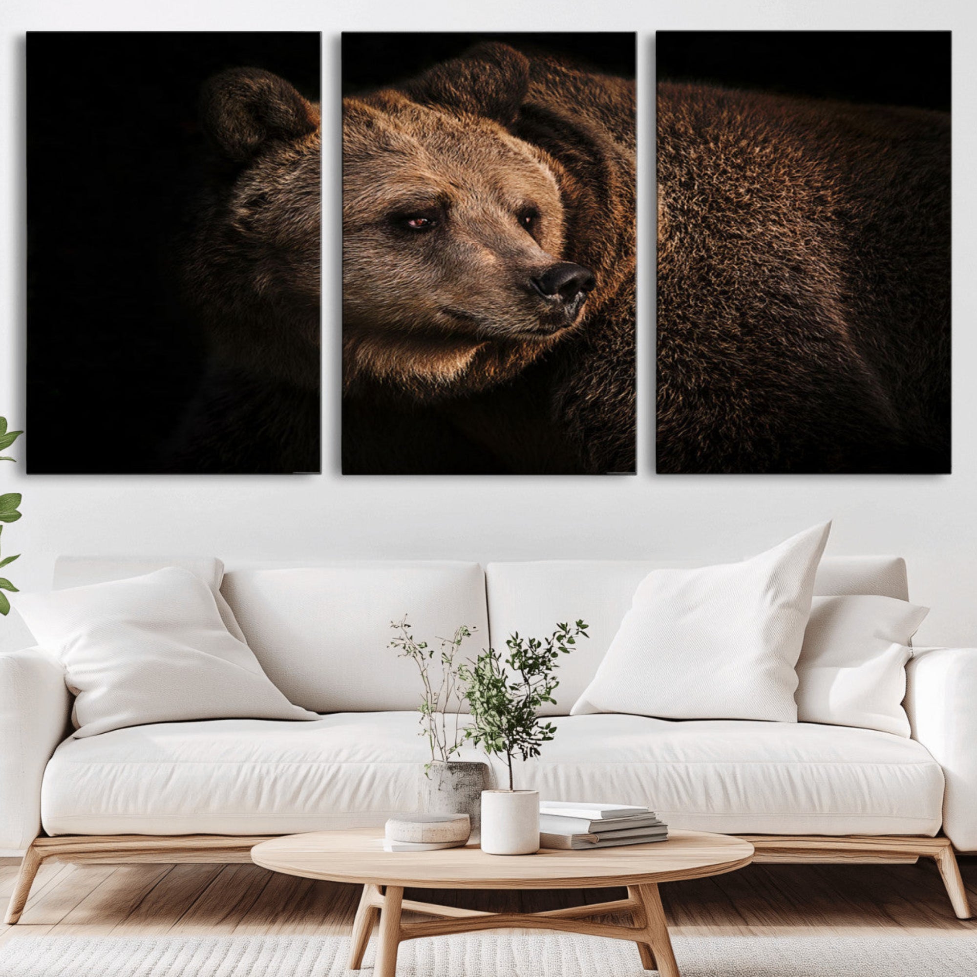 67744-MGV-CV-36X24-Wild Grizzly 399 Bear Canvas Wall Art Print, Bear Animal Canvas Artwork Print, Black Bear Wall Art
