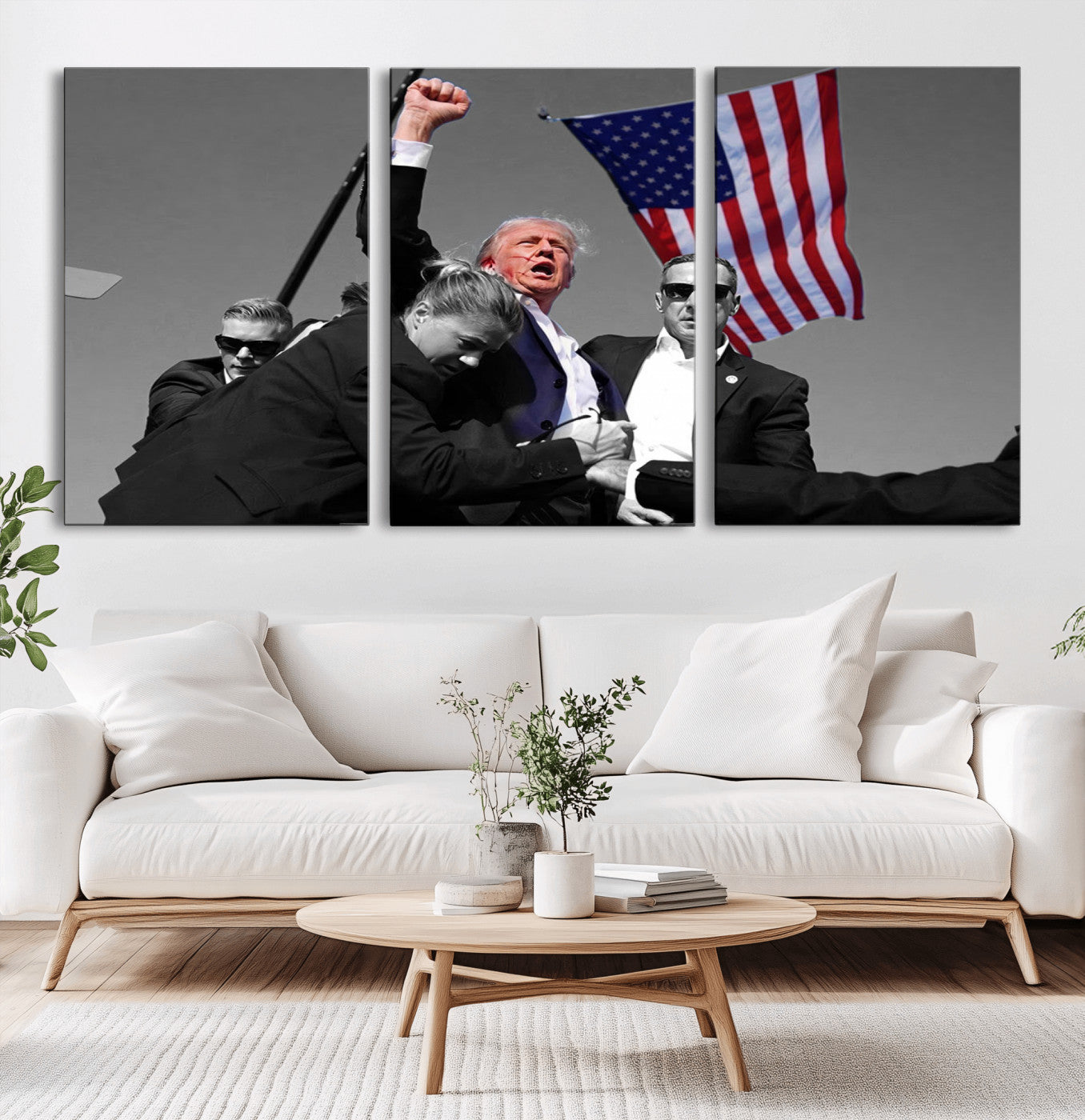 MGV-CV-60X30-3P - Donald Trump Assassination Attempt Wall Art Print, Trump Historic Footage - Iconic Reaction by Trump