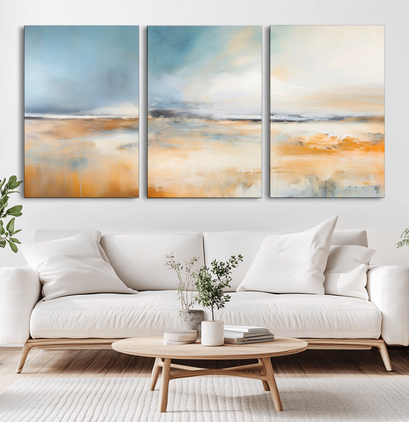 guzelmis-sharpen-MGV-CV-36X24-Abstract Landscape Wall Art Canvas Print - Warm Tones of Orange and Blue, Modern Framed Art for Home