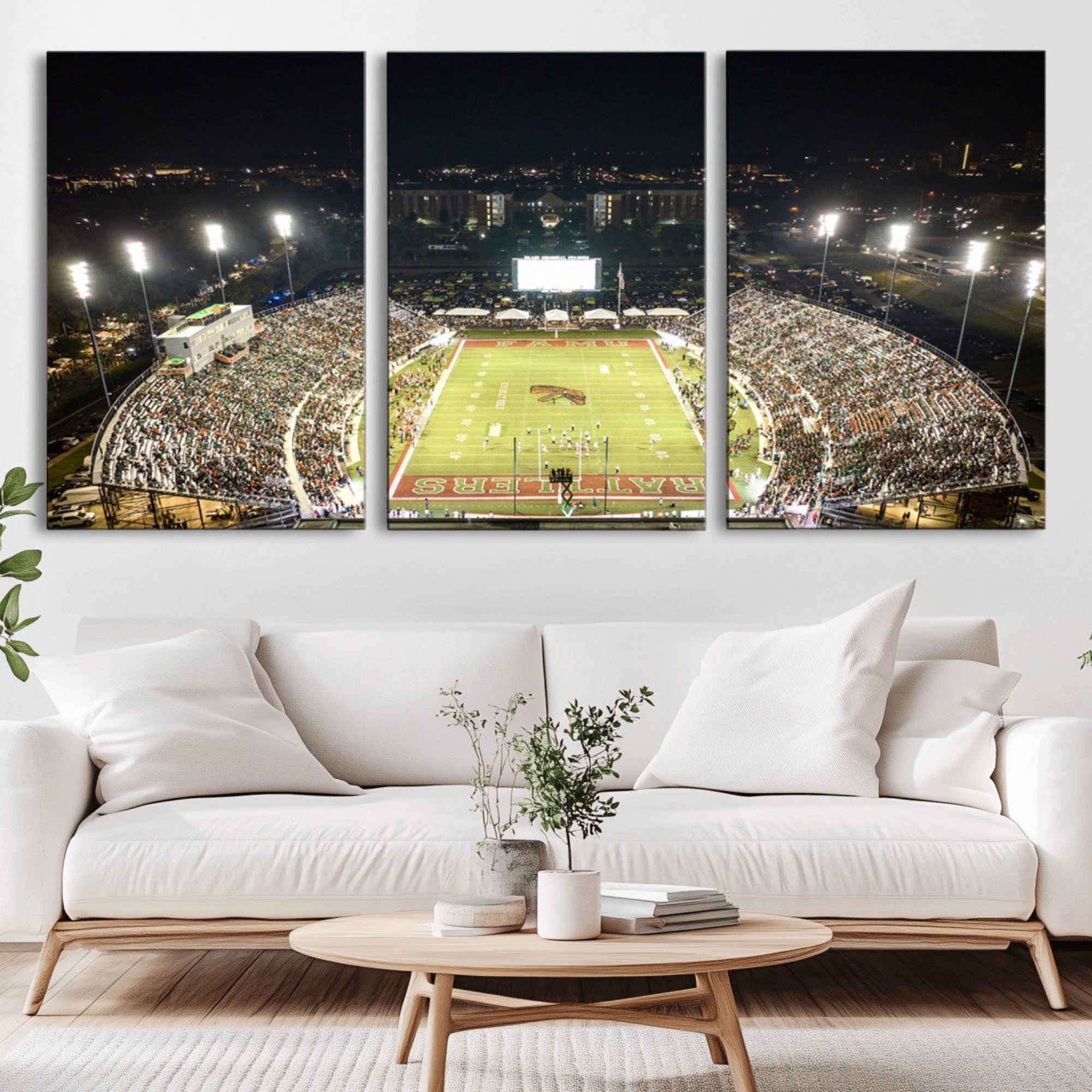 70951-MGV-CV-36X24-Florida A&M Rattlers Football Team Print - Tallahassee Bragg Memorial Stadium Wall Art Canvas Print