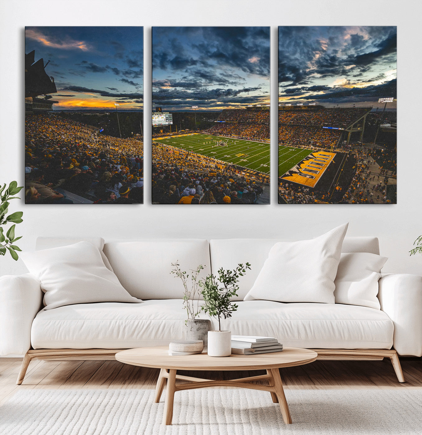 MGV-CV-60X30-3P - University of Wyoming Cowboys Football Team Print - Laramie War Memorial Stadium Wall Art Canvas