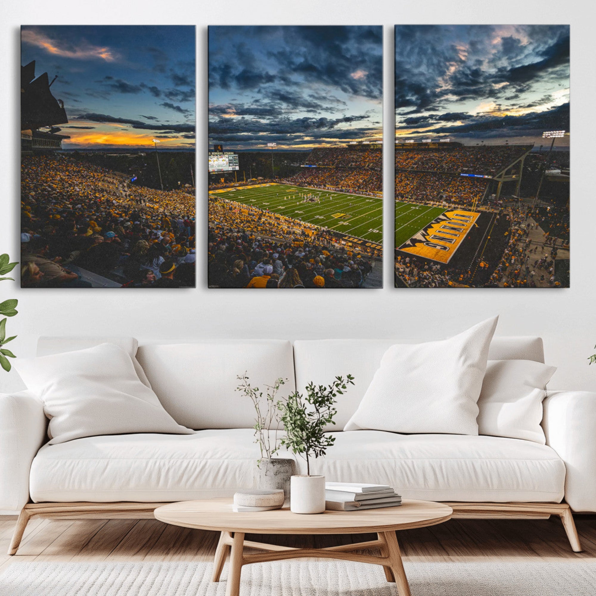 41879-MGV-CV-36X24-University of Wyoming Cowboys Football Team Print - Laramie War Memorial Stadium Wall Art Canvas