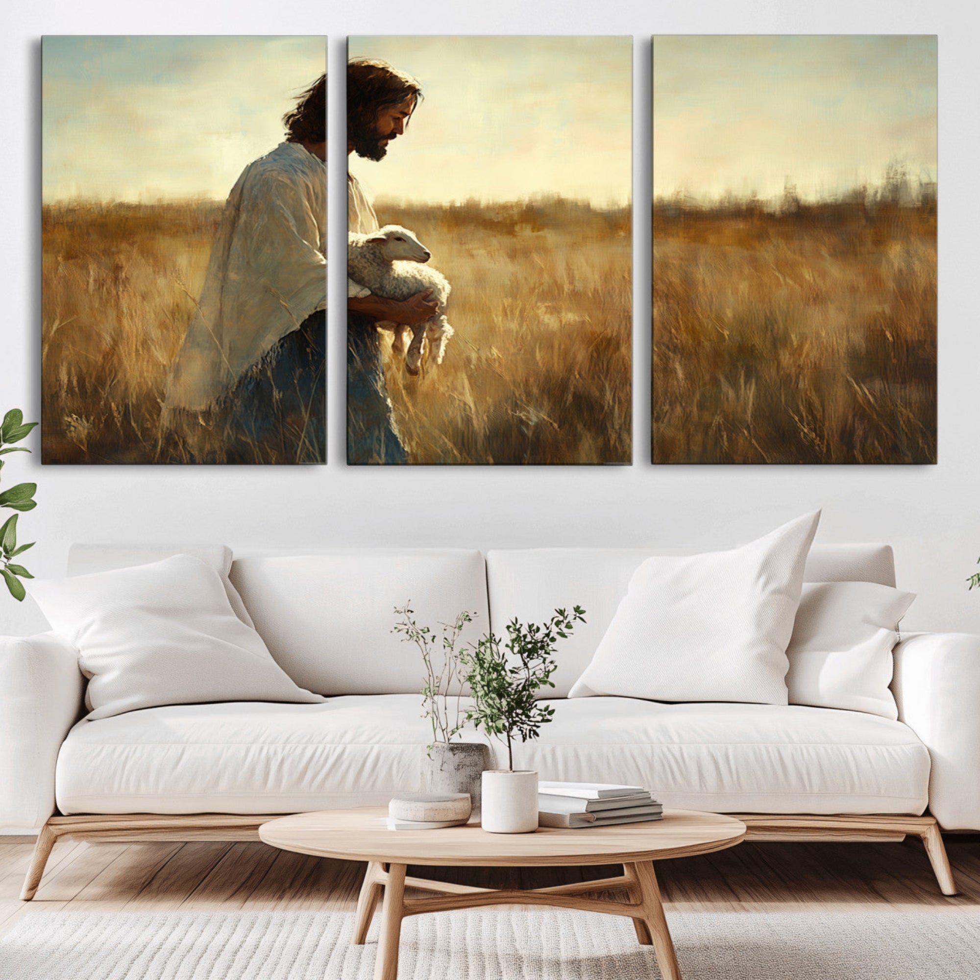 -Jesus the Good Shepherd Wall Art Canvas Print - Inspirational Christian Religious Print for Prayer