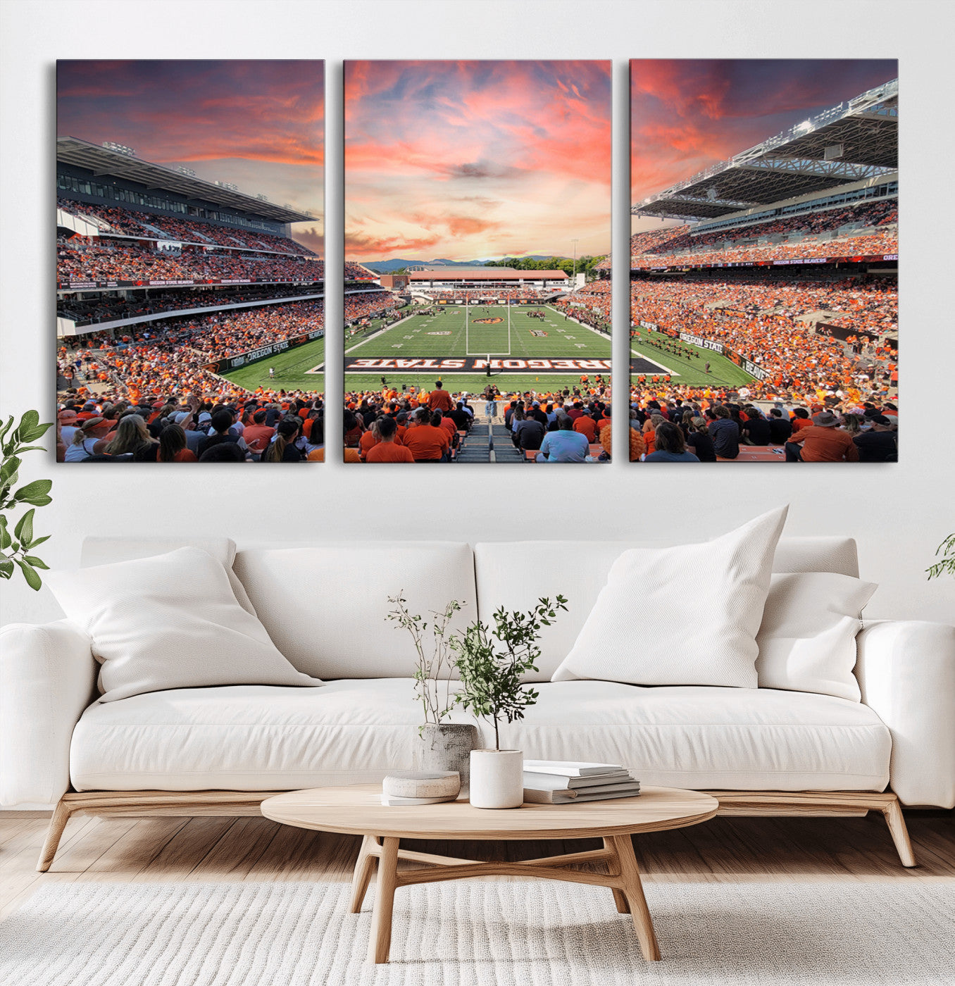 MGV-CV-60X30-3P - Oregon State Beavers Football Team Print - Corvallis Reser Stadium Wall Art Canvas Print