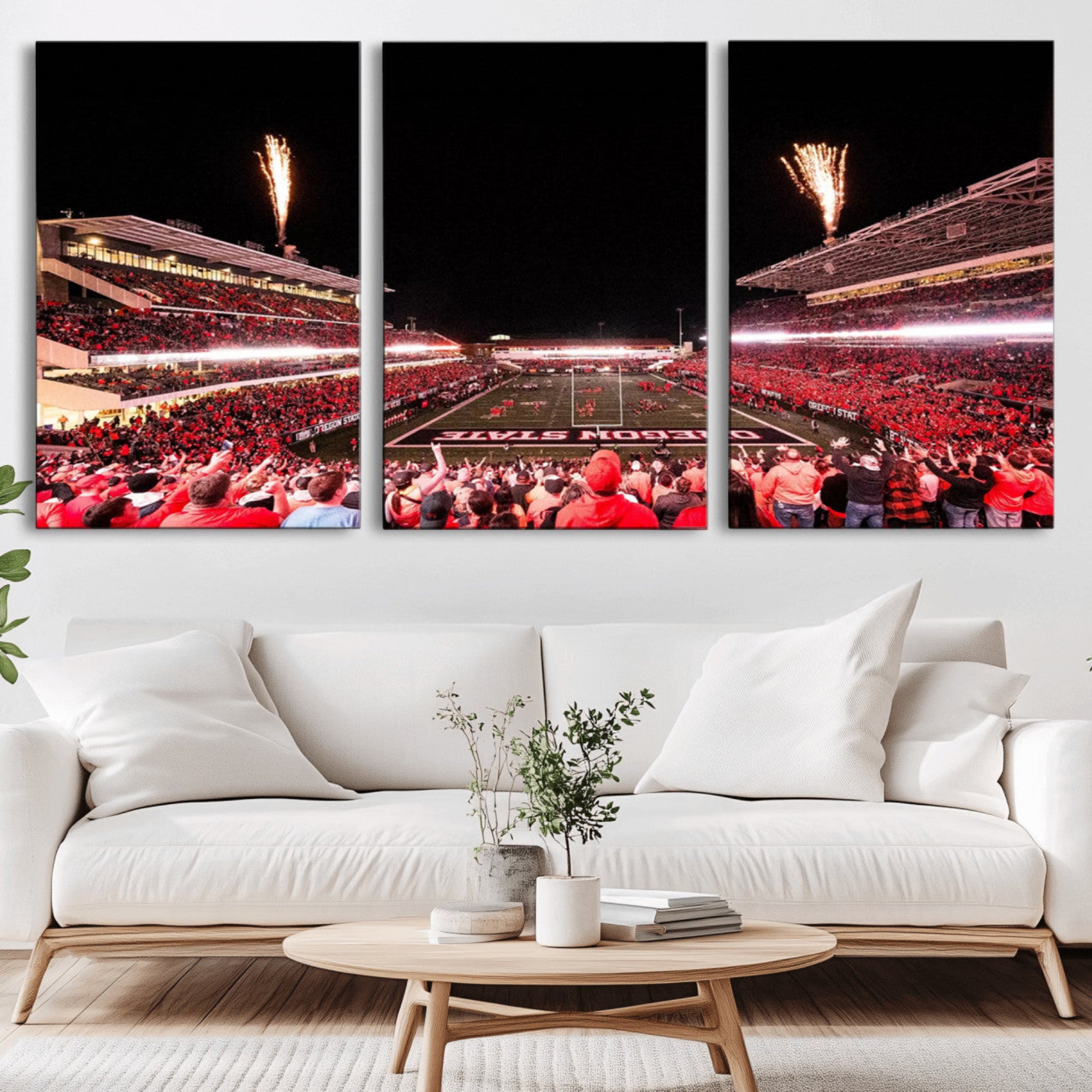 52633-MGV-CV-36X24-Oregon State Beavers Football Team Print - Corvallis Reser Stadium Wall Art Canvas Print