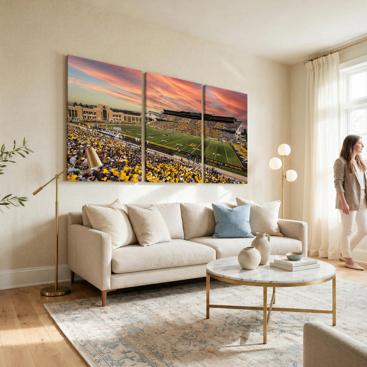 90508-MGV-CV-36X24 - University of Wyoming Cowboys Football Team Print, Laramie, Extra Large Game Room Wall Decor