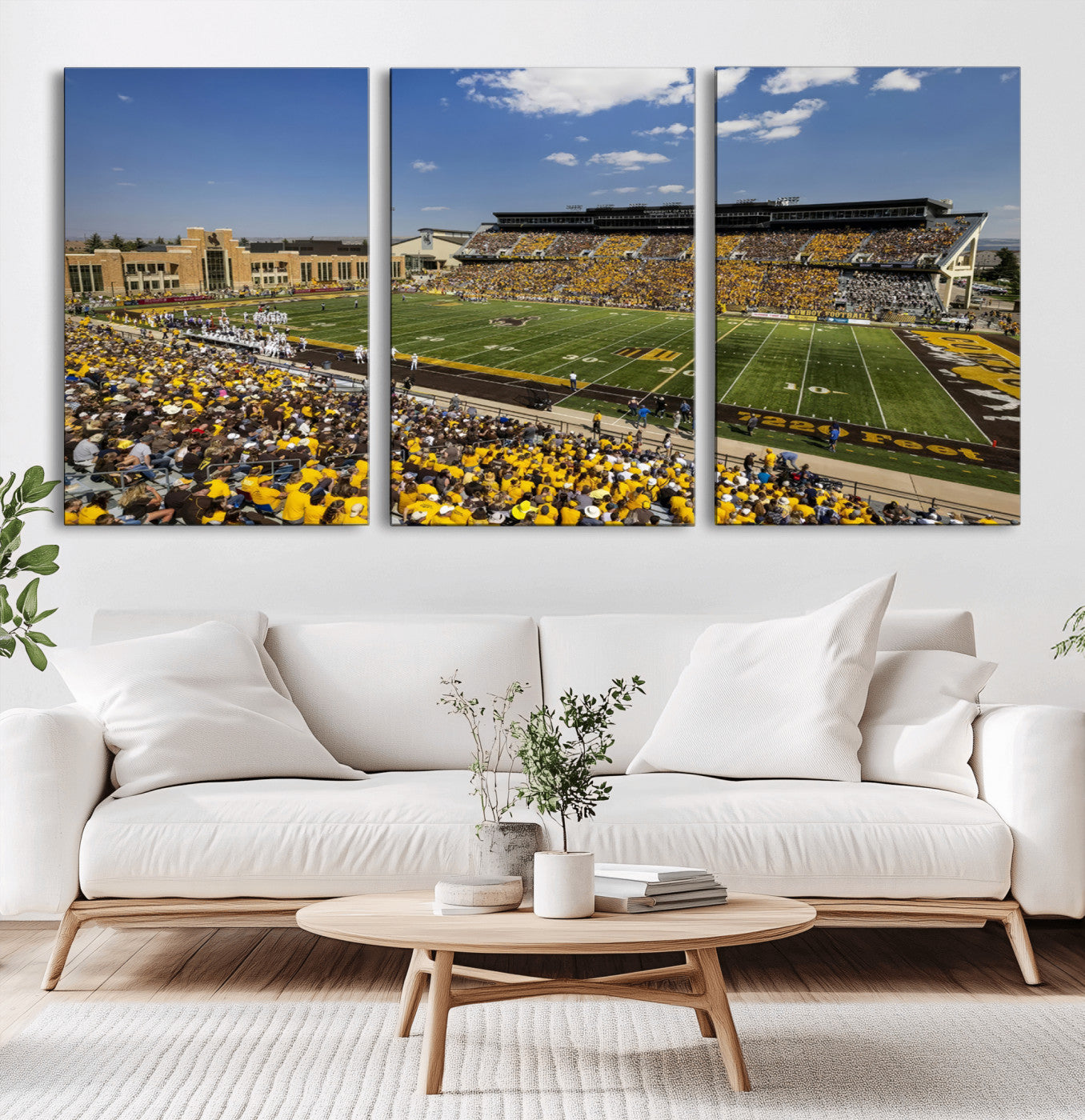 MGV-CV-60X30-3P - University of Wyoming Cowboys Football Team Print - Laramie Jonah Field War Memorial Stadium Wall