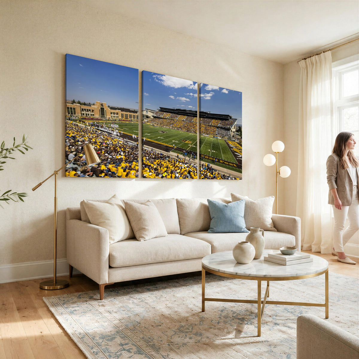 75112-MGV-CV-36X24 - University of Wyoming Cowboys Football Team Print, Laramie, Home Bar Wall Decor