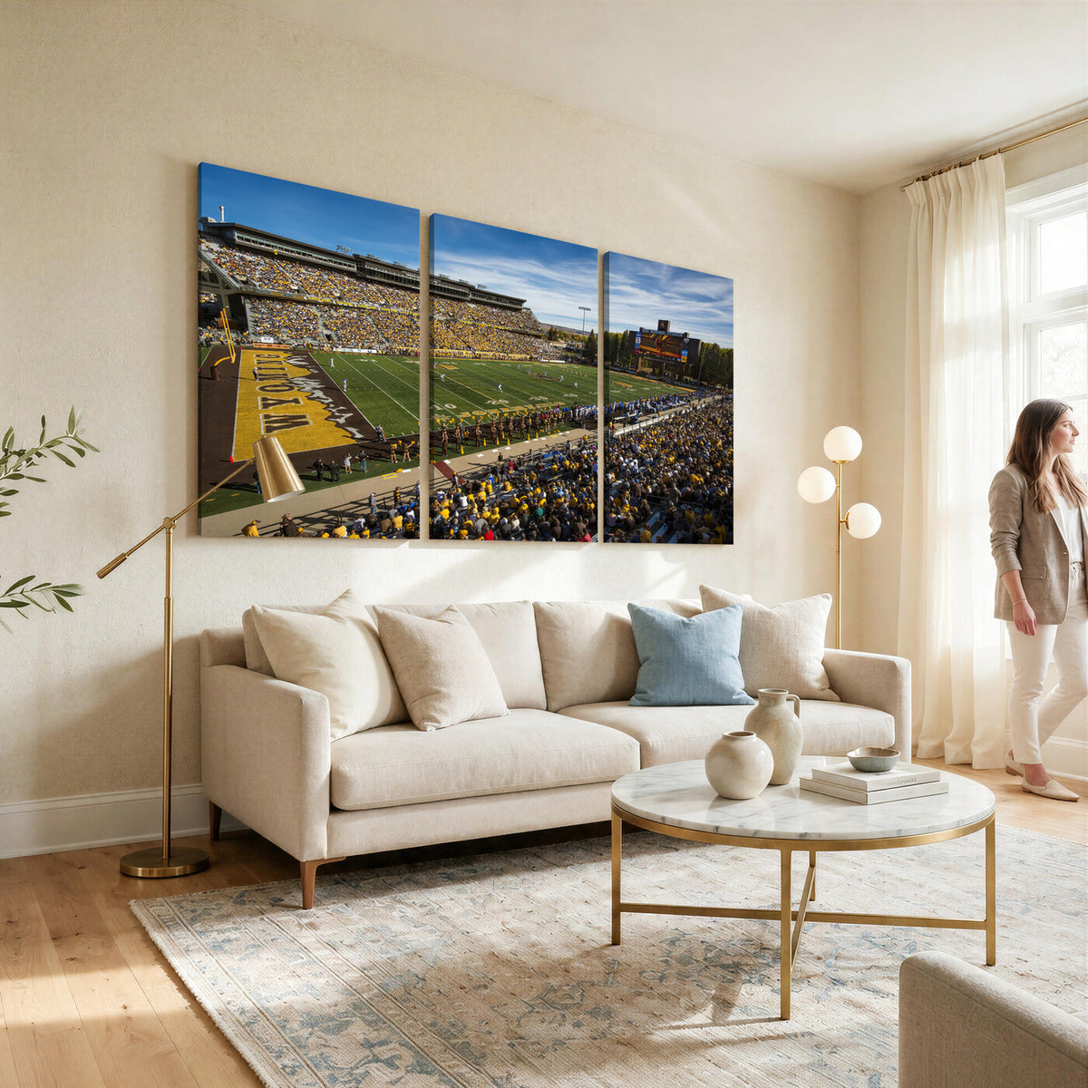 89846-MGV-CV-36X24 - University of Wyoming Cowboys Football Team Print, Laramie, Man Cave Wall Decor