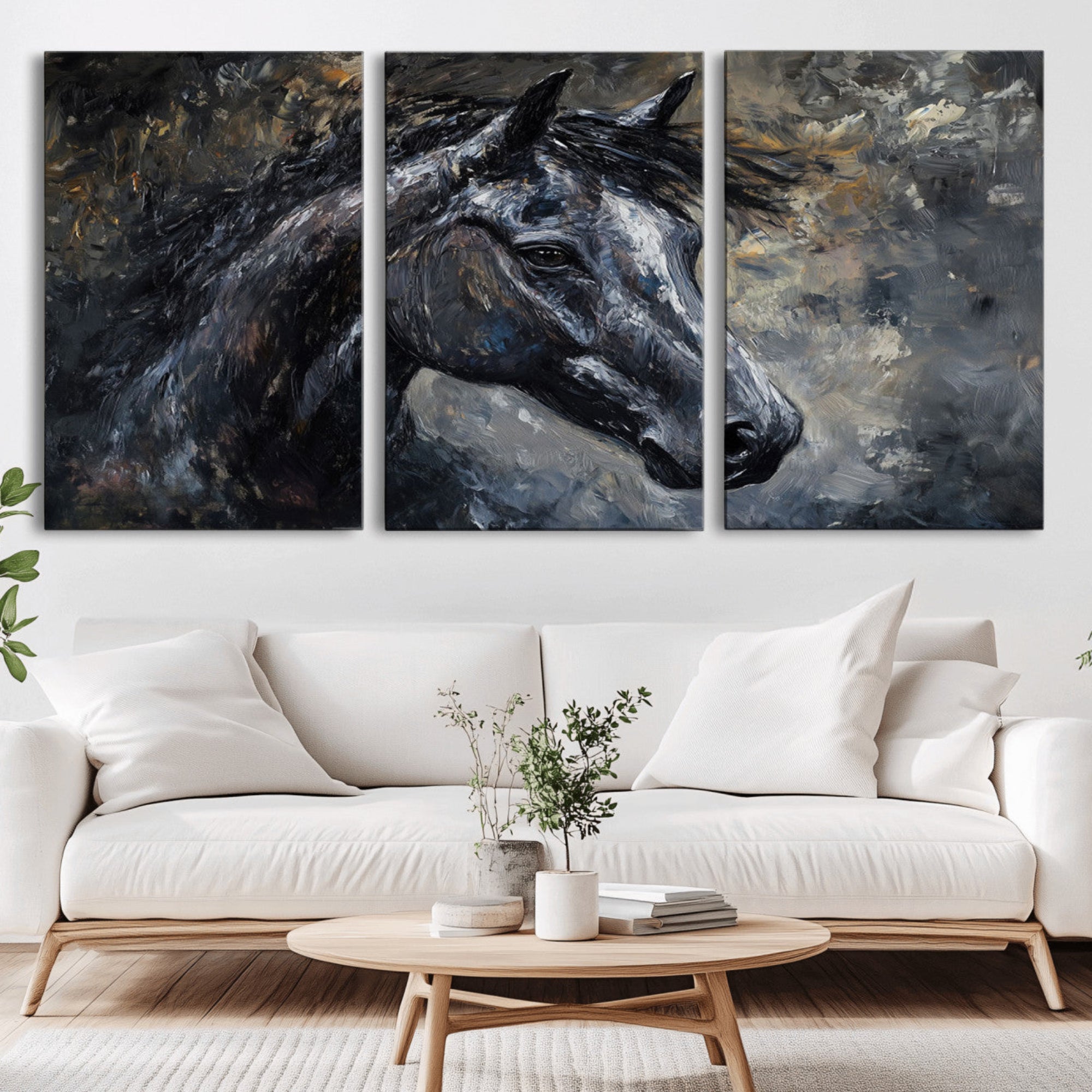 74166-MGV-CV-36X24-Large Abstract Horse Wall Art Canvas Print | Farmhouse Wall Decor | Rustic Horse Art | Western Cabin