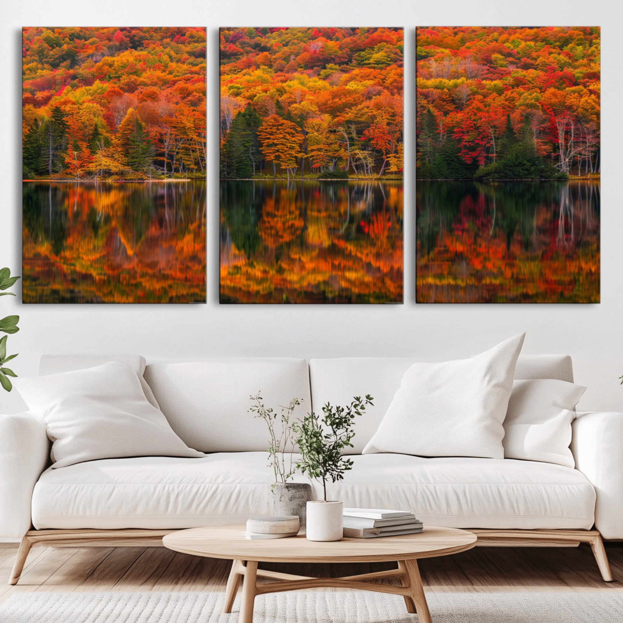 46246-MGV-CV-36X24-Fall Foliage Wall Art - Autumn Reflection Canvas Print, Stunning Fall Foliage Wall Art, Serene Lake