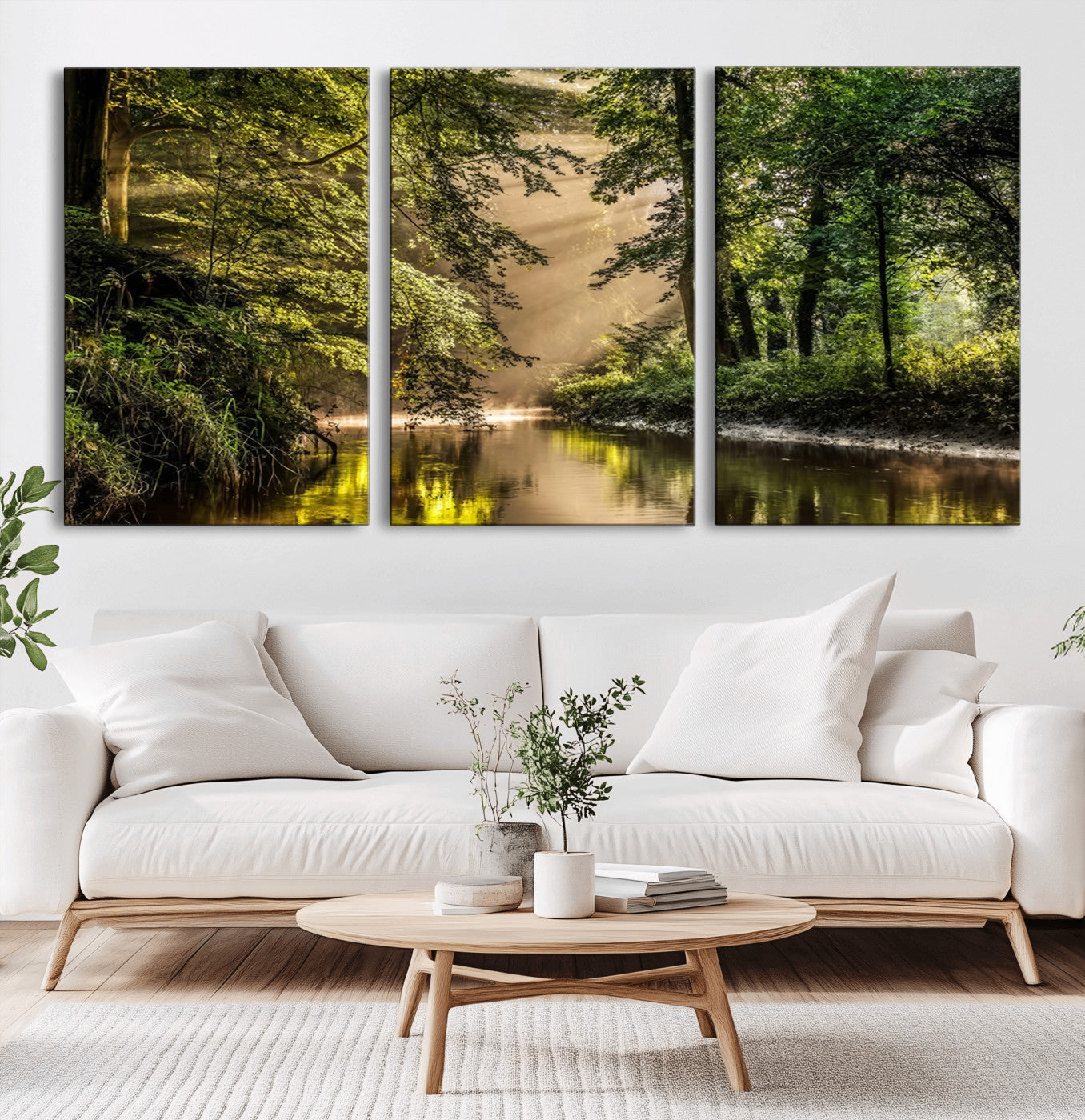 MGV-CV-60X30-3P - Forest Wall Art Print | River Landscape Wall Art | Perfect for Farmhouse Wall Decor, Cabin Wall Art