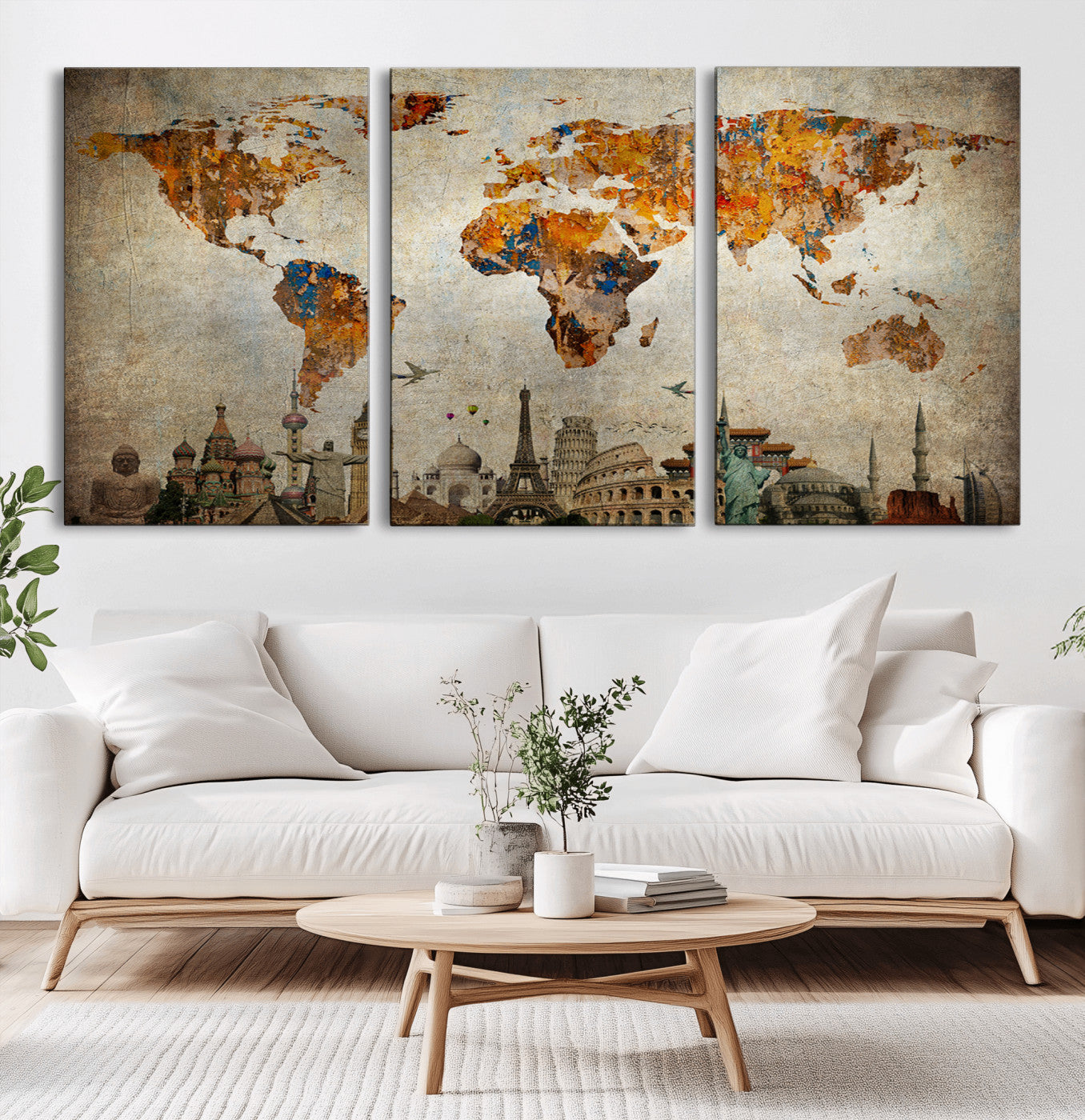 54918-MGV-CV-60X30-3P-Push Pin World Map Canvas Print – Framed Wall Art for Couples to Track Their Travels – Anniversary Gift or Home Adventure Decor