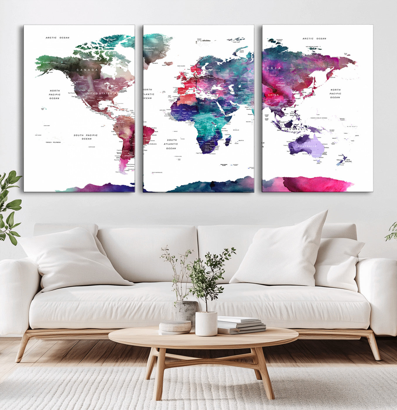 78176-MGV-CV-60X30-3P-Push Pin World Map Canvas Print – Framed Wall Art for Couples to Track Their Travels – Anniversary Gift or Home Adventure Decor