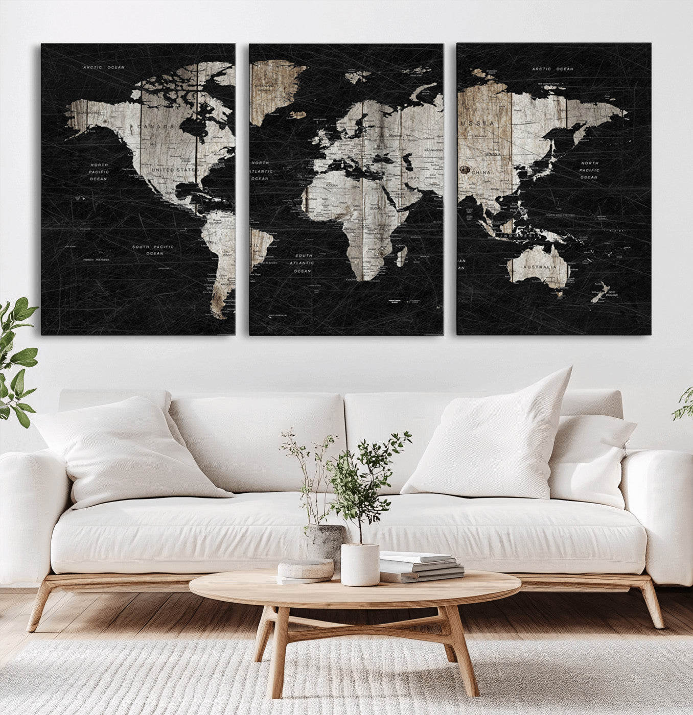 49500-MGV-CV-36X24-Push Pin World Map Canvas Print – Framed Travel Map Wall Art for Couples, Anniversary Gift, Modern Home or Office Decor